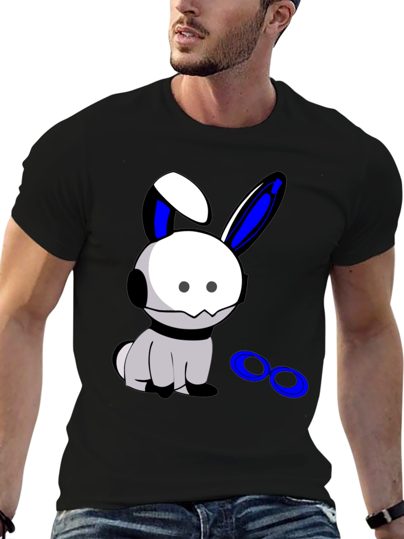 Cool Bunny Graphic Black T-Shirt