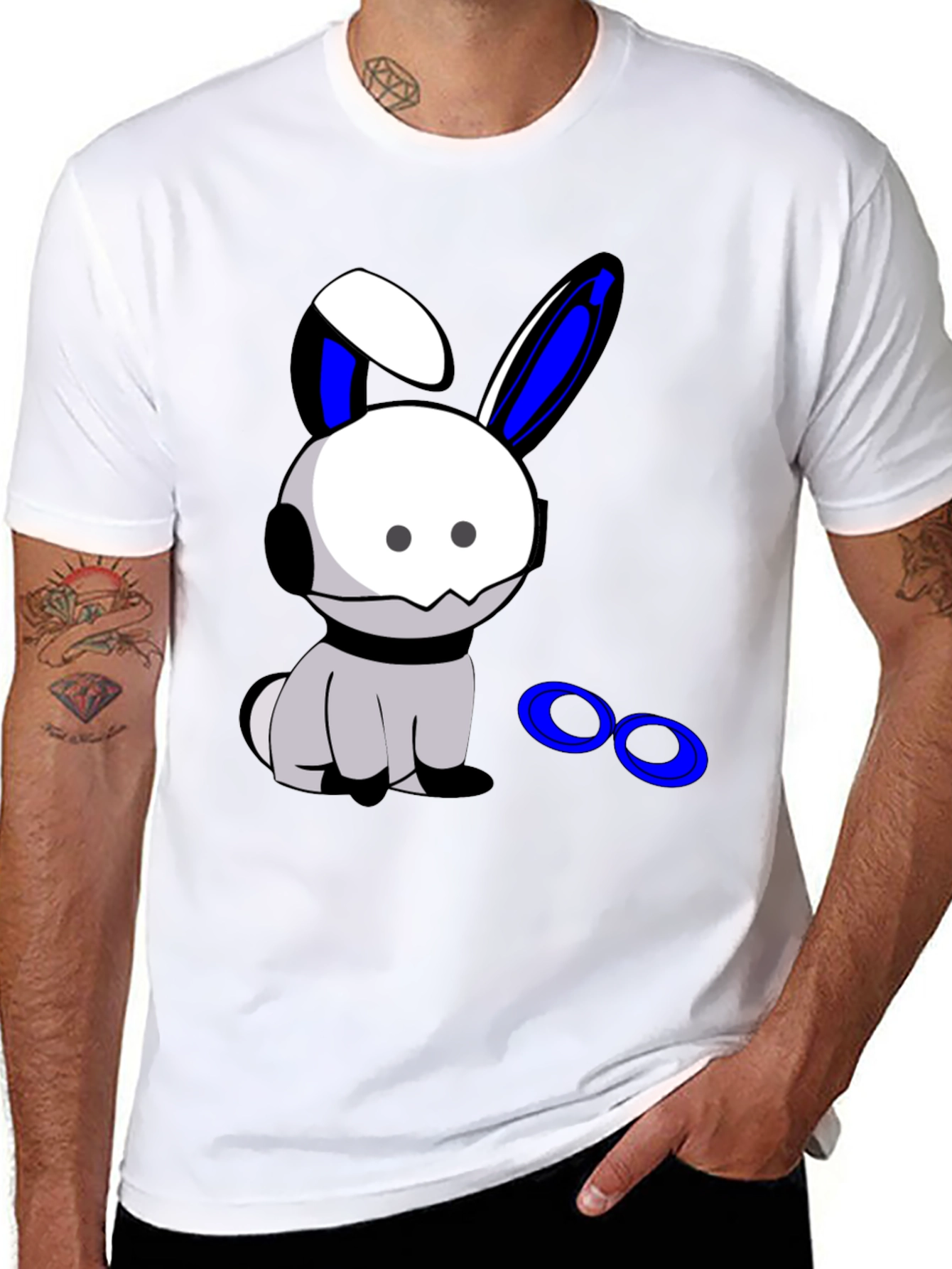 Cool Bunny Graphic Black T-Shirt