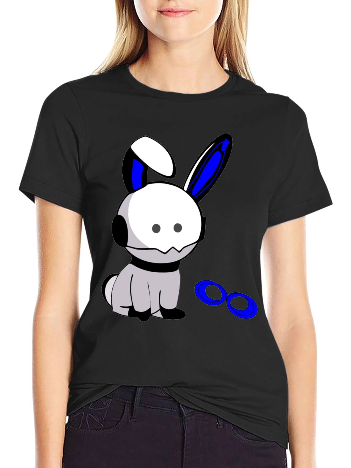 Cool Bunny Graphic Black T-Shirt