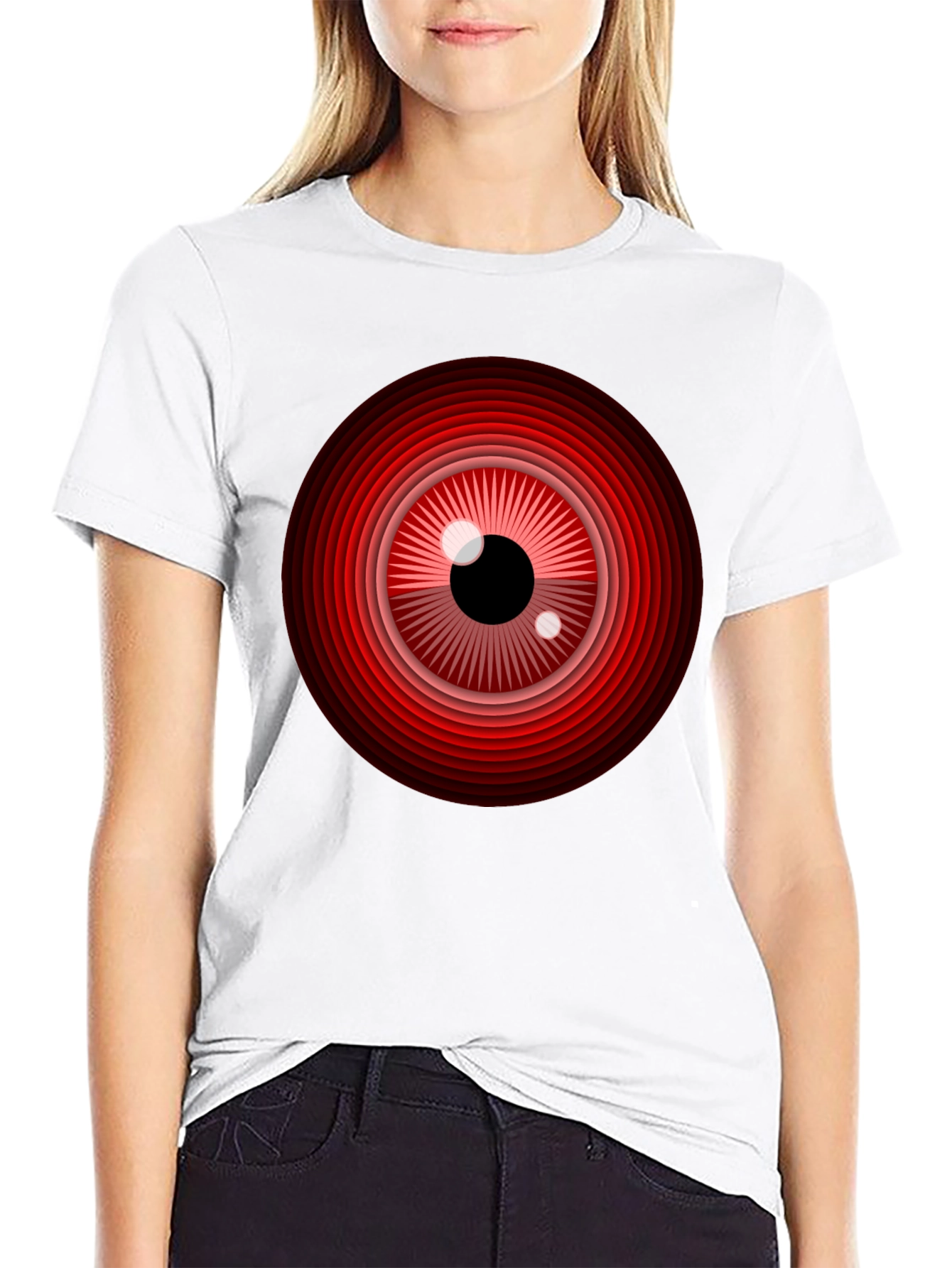 Red Eye Graphic Print Black T-Shirt