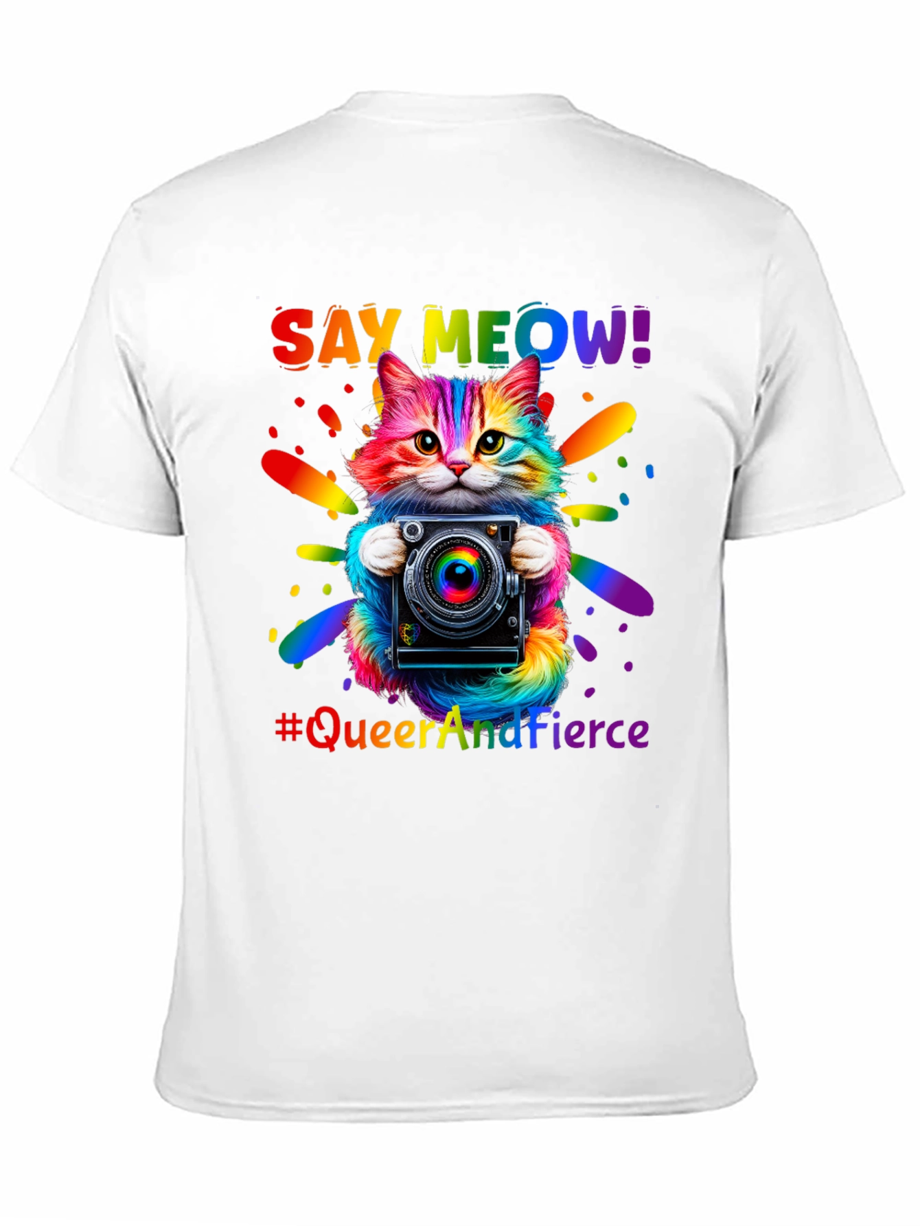 Queer and Fierce Cat Camera T-Shirt