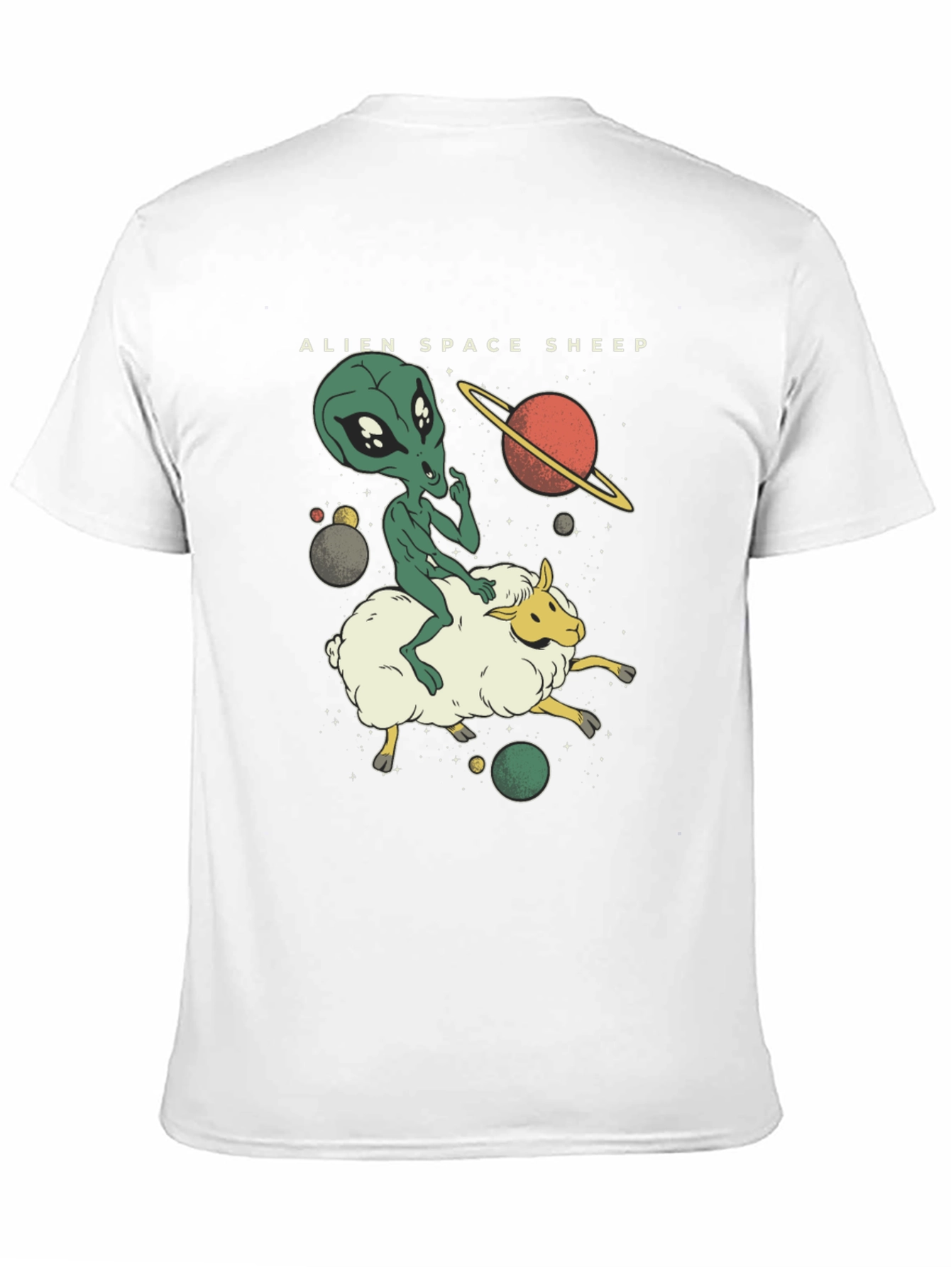 Alien Space Sheep Graphic Tee - Black Cotton T-Shirt