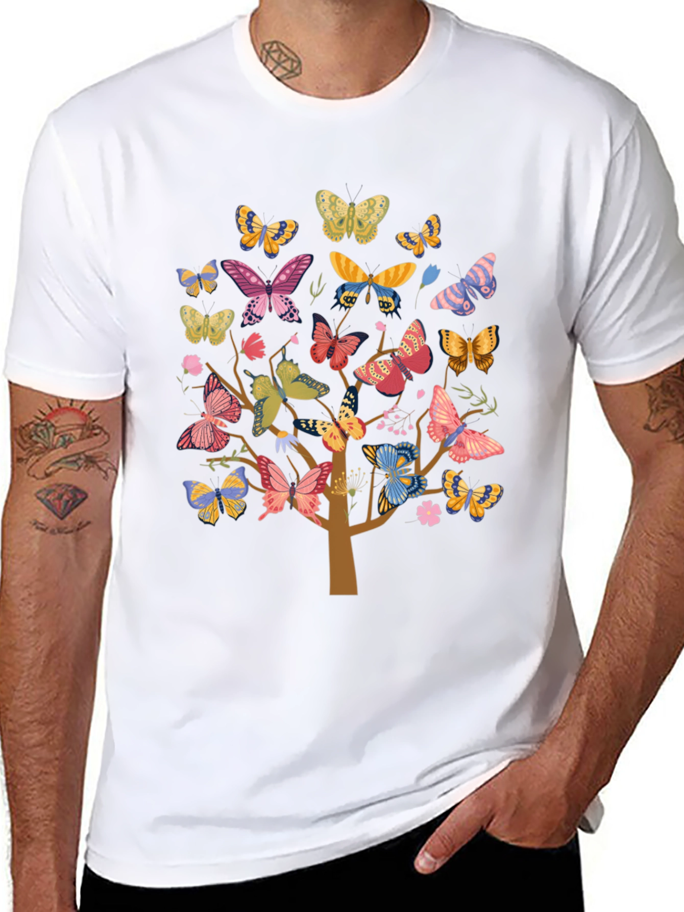 Butterfly Tree Graphic Tee - Trendy Unisex Shirt