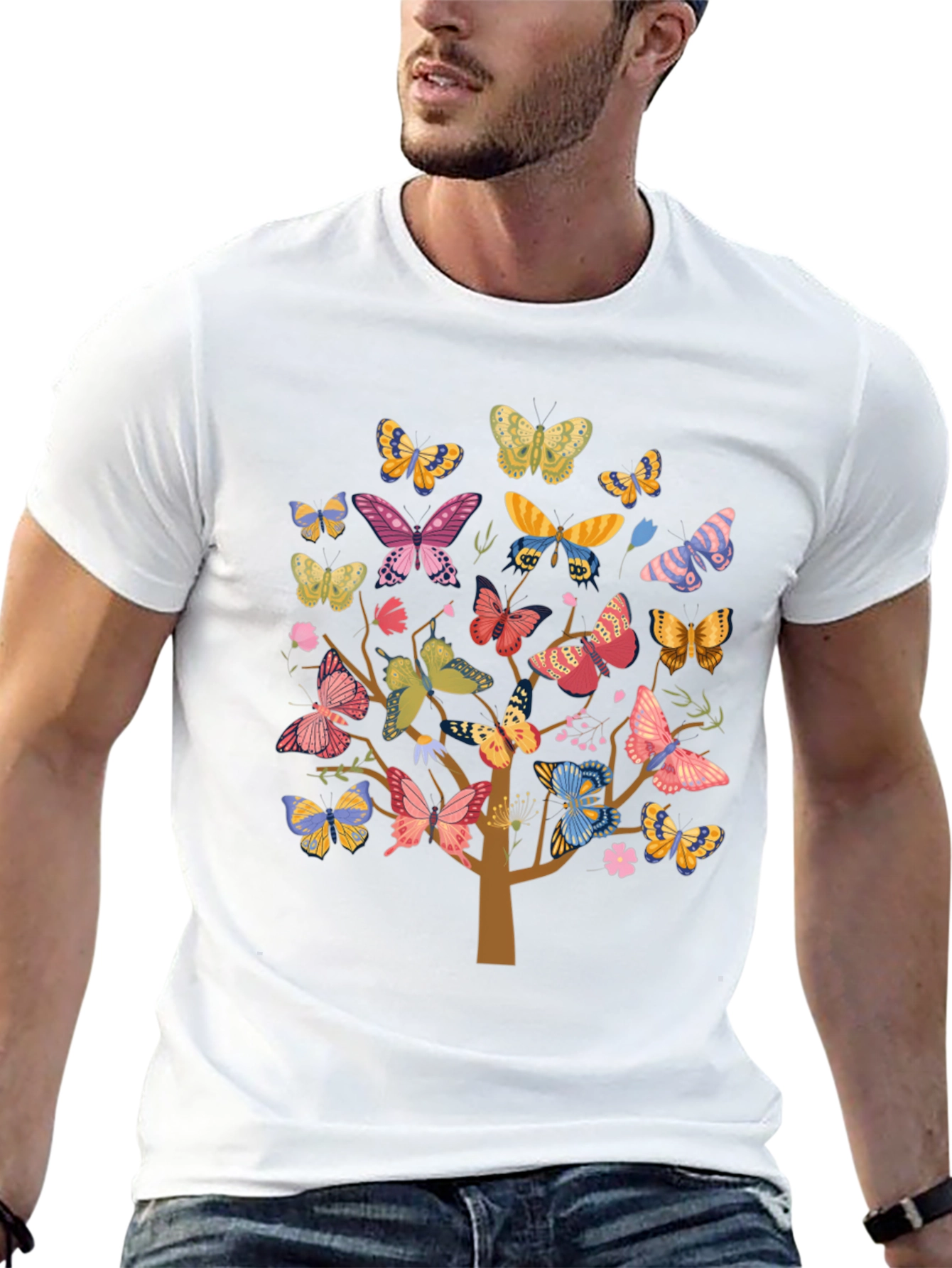 Butterfly Tree Graphic Tee - Trendy Unisex Shirt