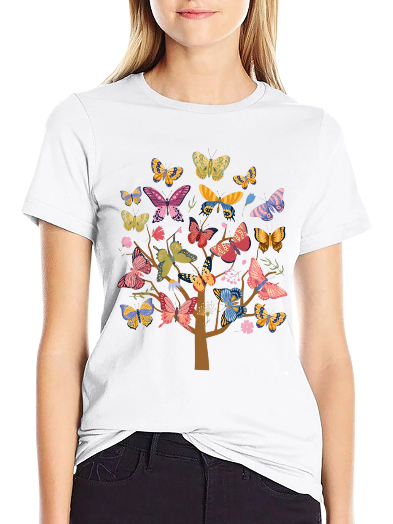 Butterfly Tree Graphic Tee - Trendy Unisex Shirt
