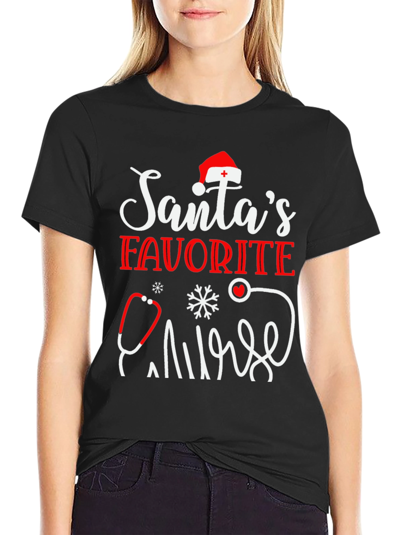 Santas Favorite Nurse Holiday T-Shirt