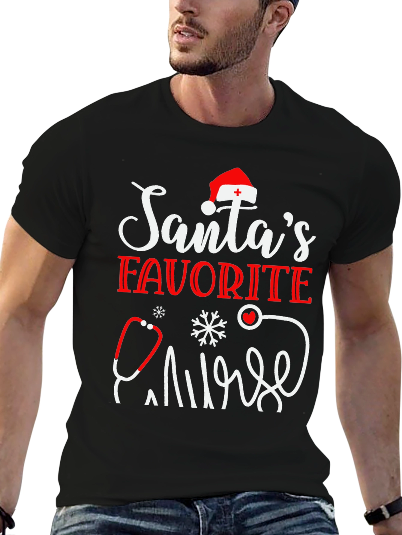Santas Favorite Nurse Holiday T-Shirt