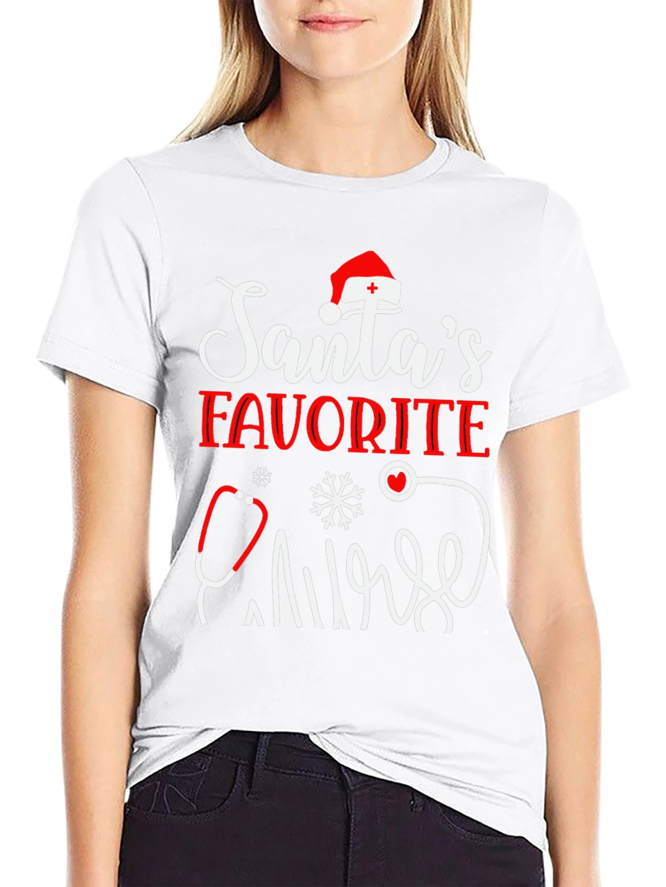 Santas Favorite Nurse Holiday T-Shirt
