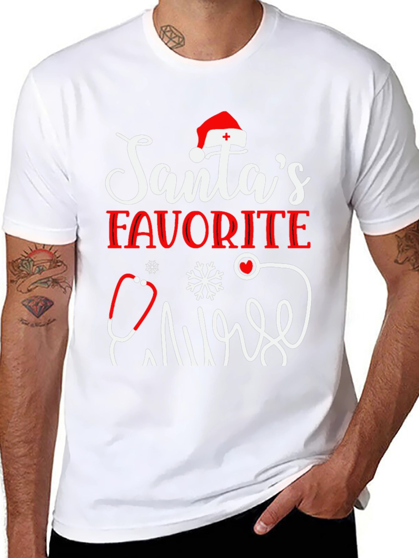 Santas Favorite Nurse Holiday T-Shirt