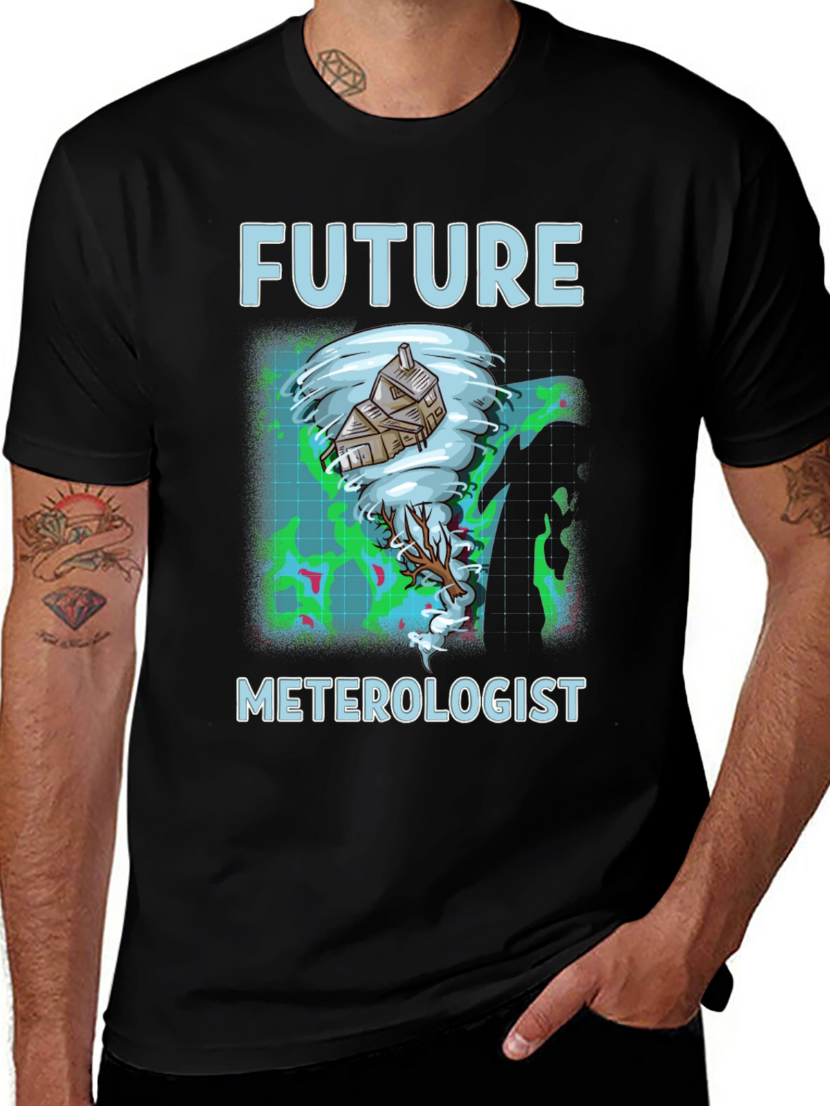 Future Meterologist Tornado House Graphic T-Shirt