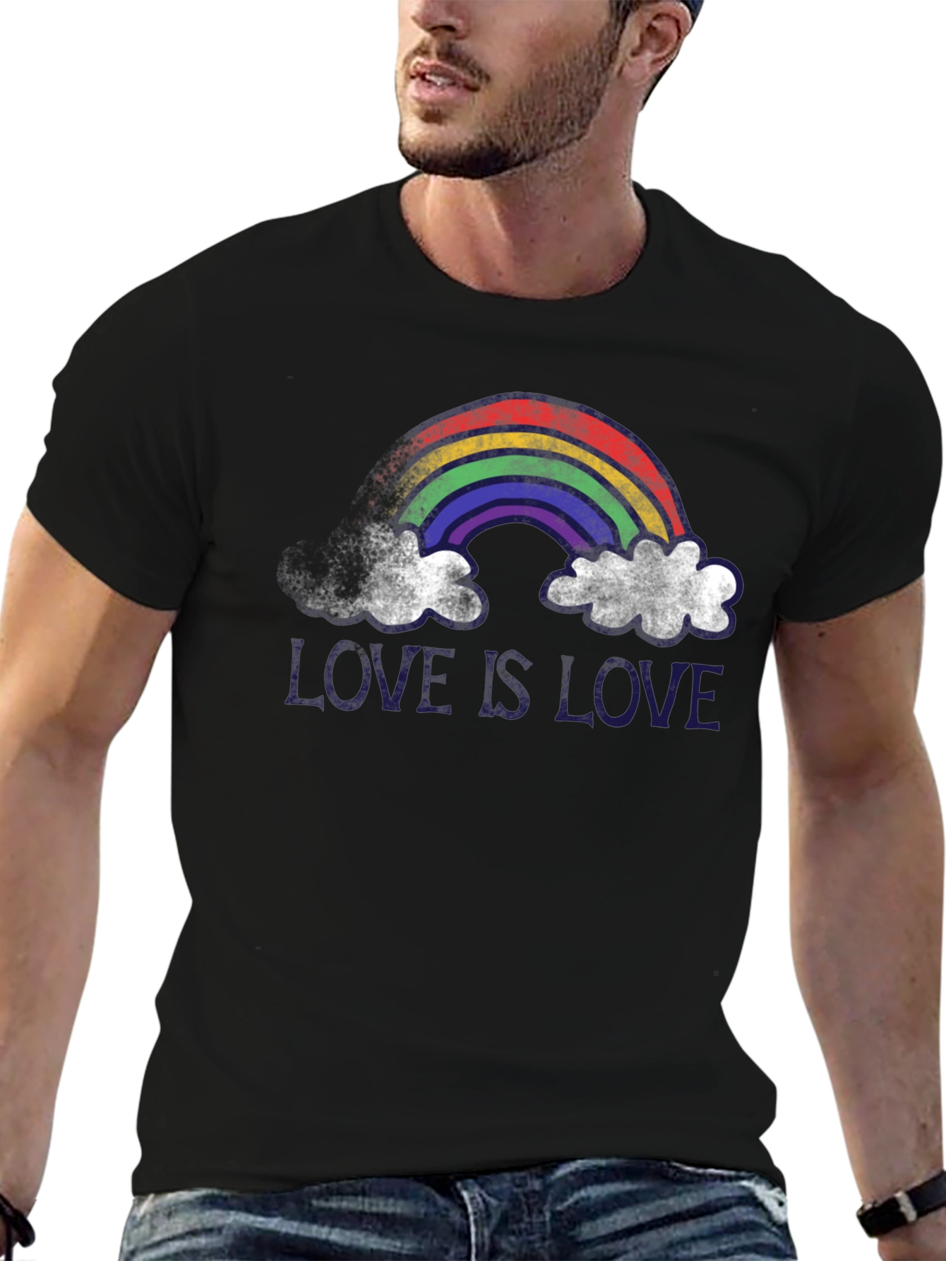 Love is Love Rainbow Graphic Tee - Black