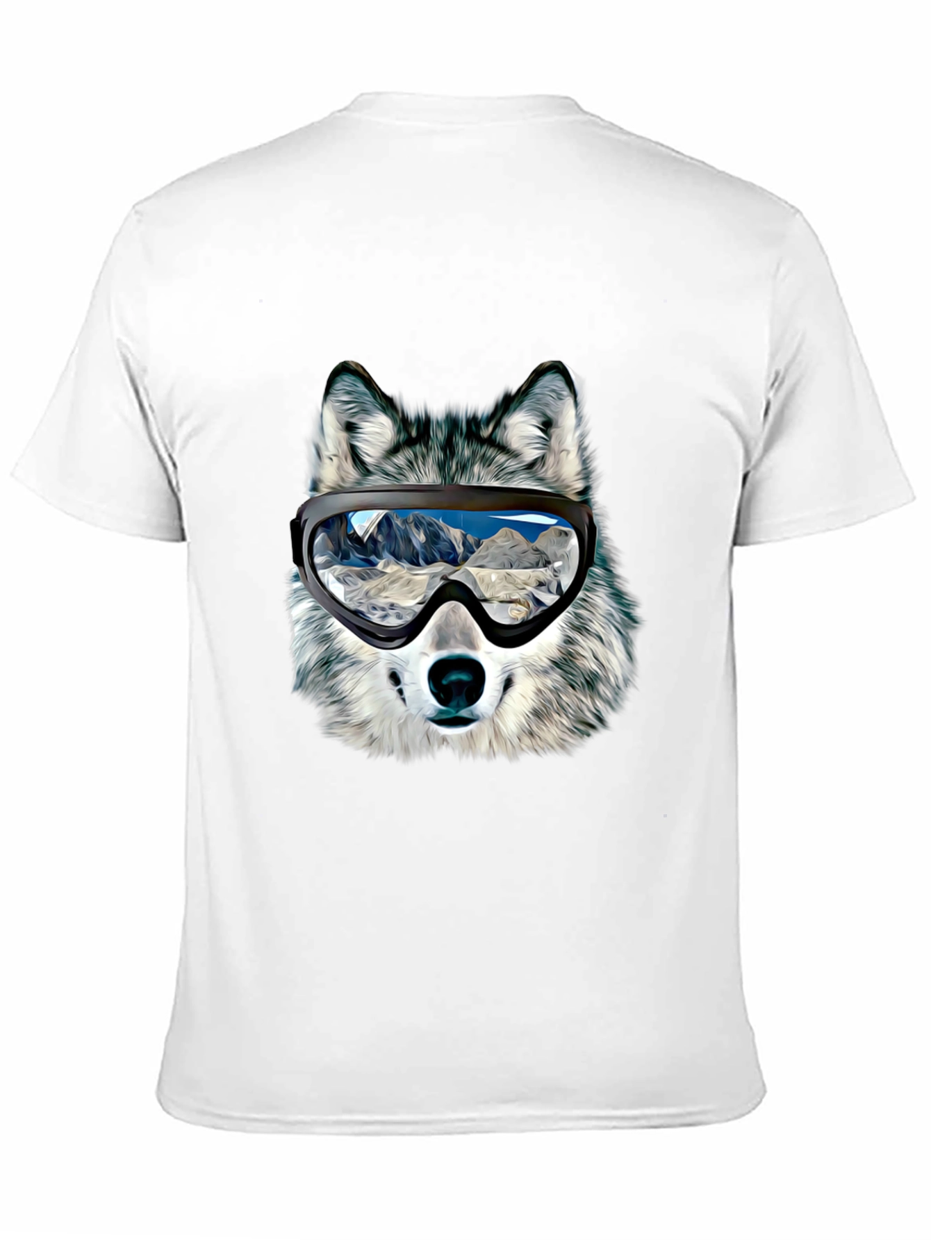 Wolf Ski Goggles Graphic Tee - Black Cotton Blend
