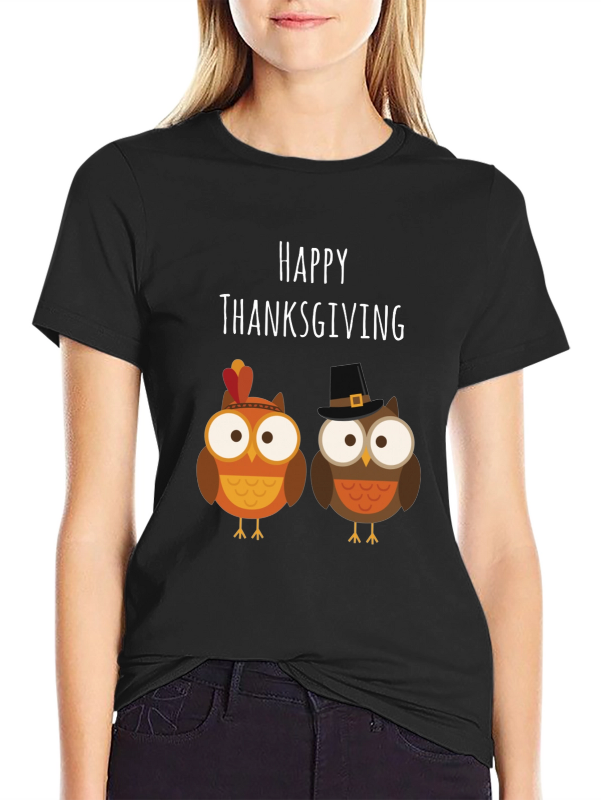 Happy Thanksgiving Owls Graphic T-Shirt