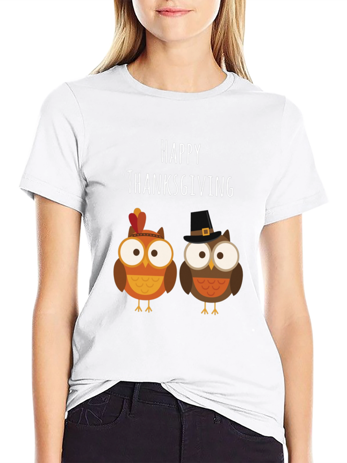 Happy Thanksgiving Owls Graphic T-Shirt