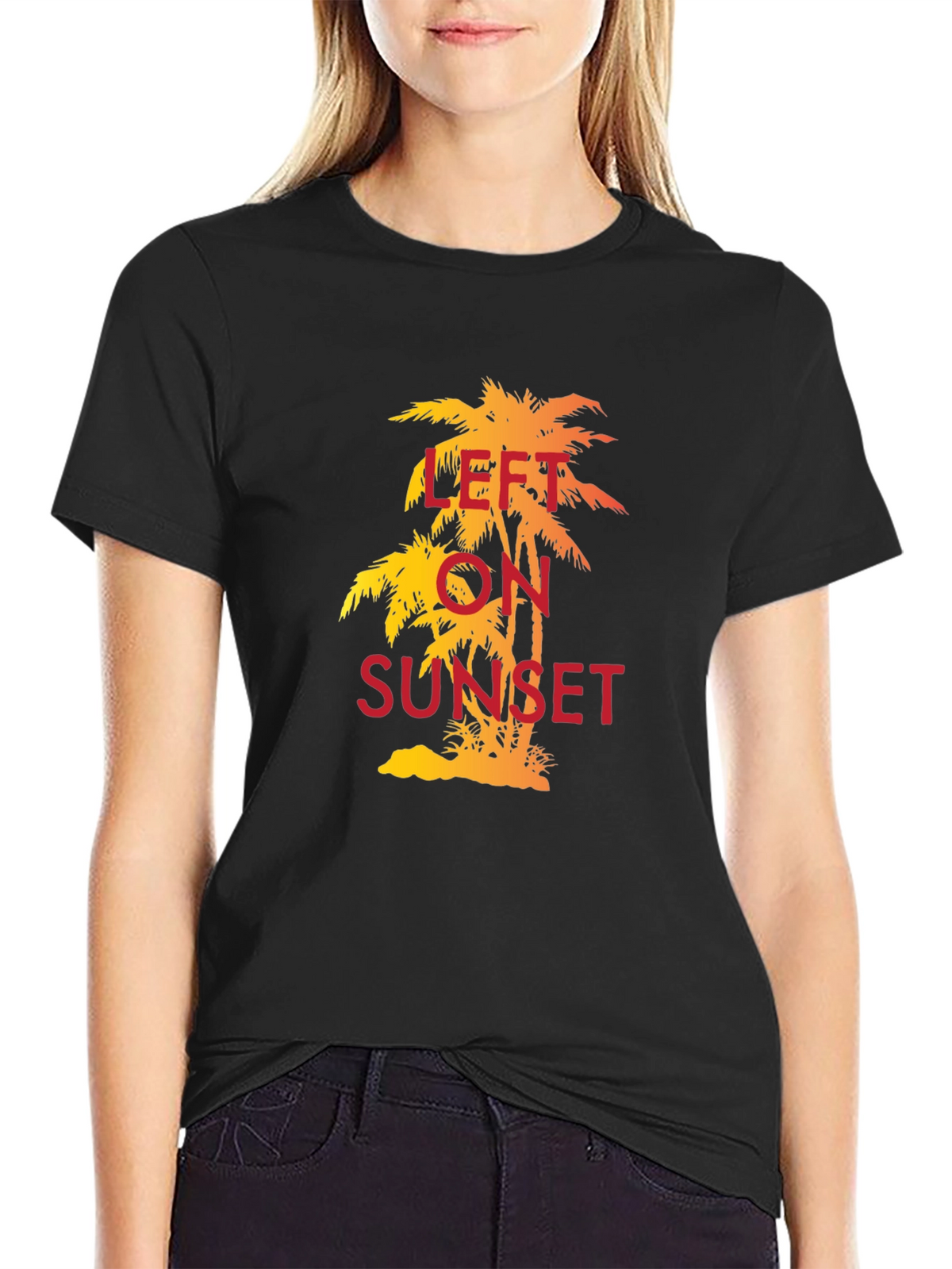 Left on Sunset Palm Tree T-Shirt - Tropical Vibe