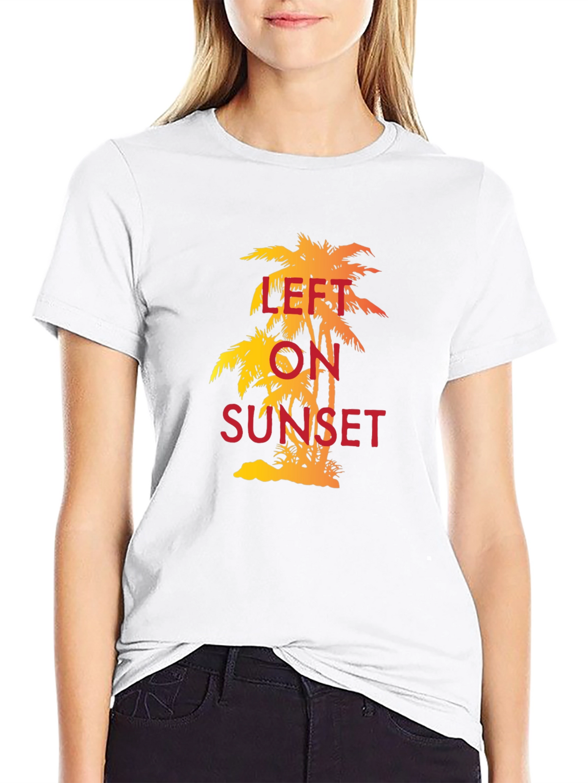 Left on Sunset Palm Tree T-Shirt - Tropical Vibe