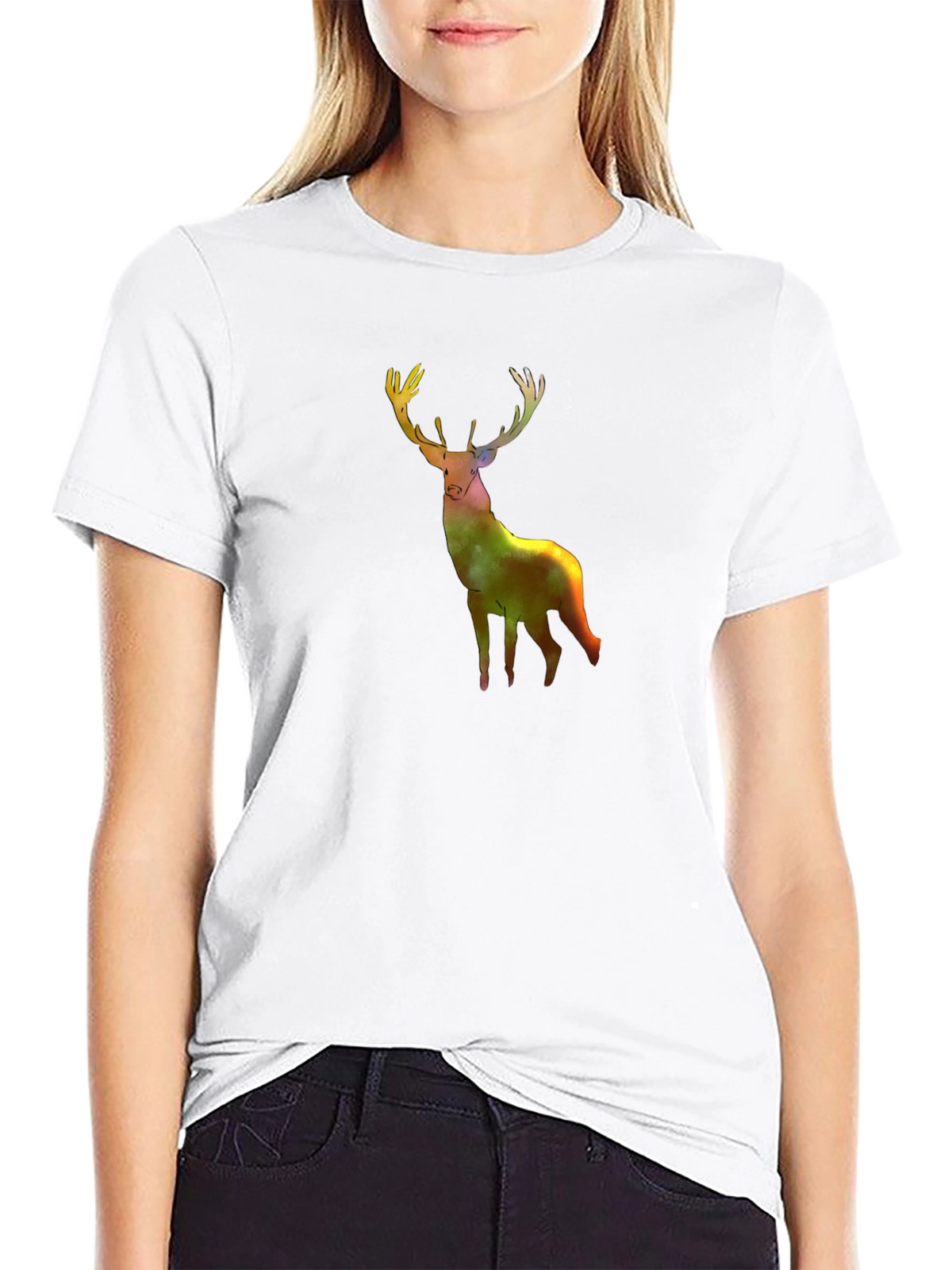 Galaxy Deer Graphic Tee - Stylish Mens Black T-Shirt