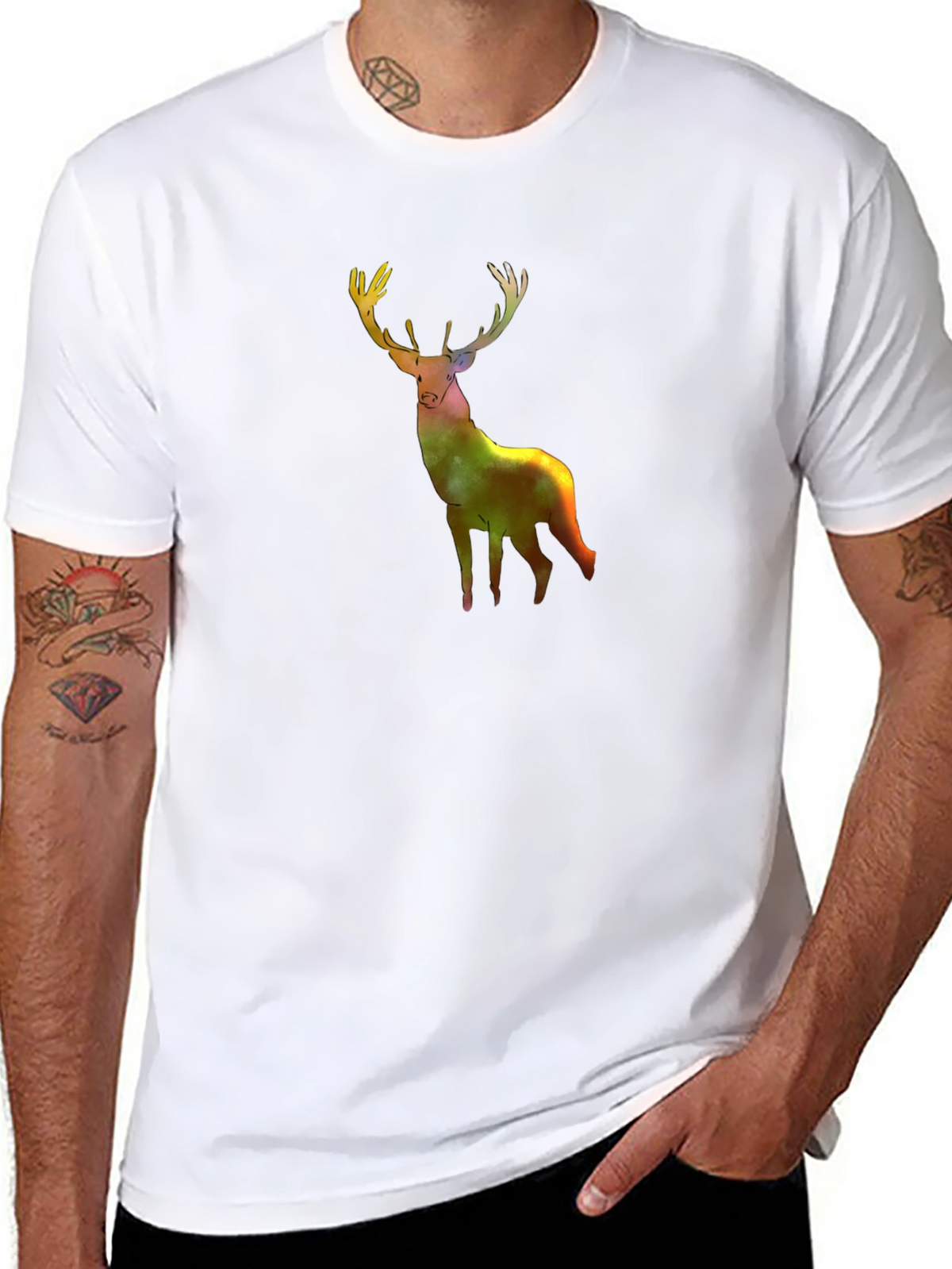 Galaxy Deer Graphic Tee - Stylish Mens Black T-Shirt