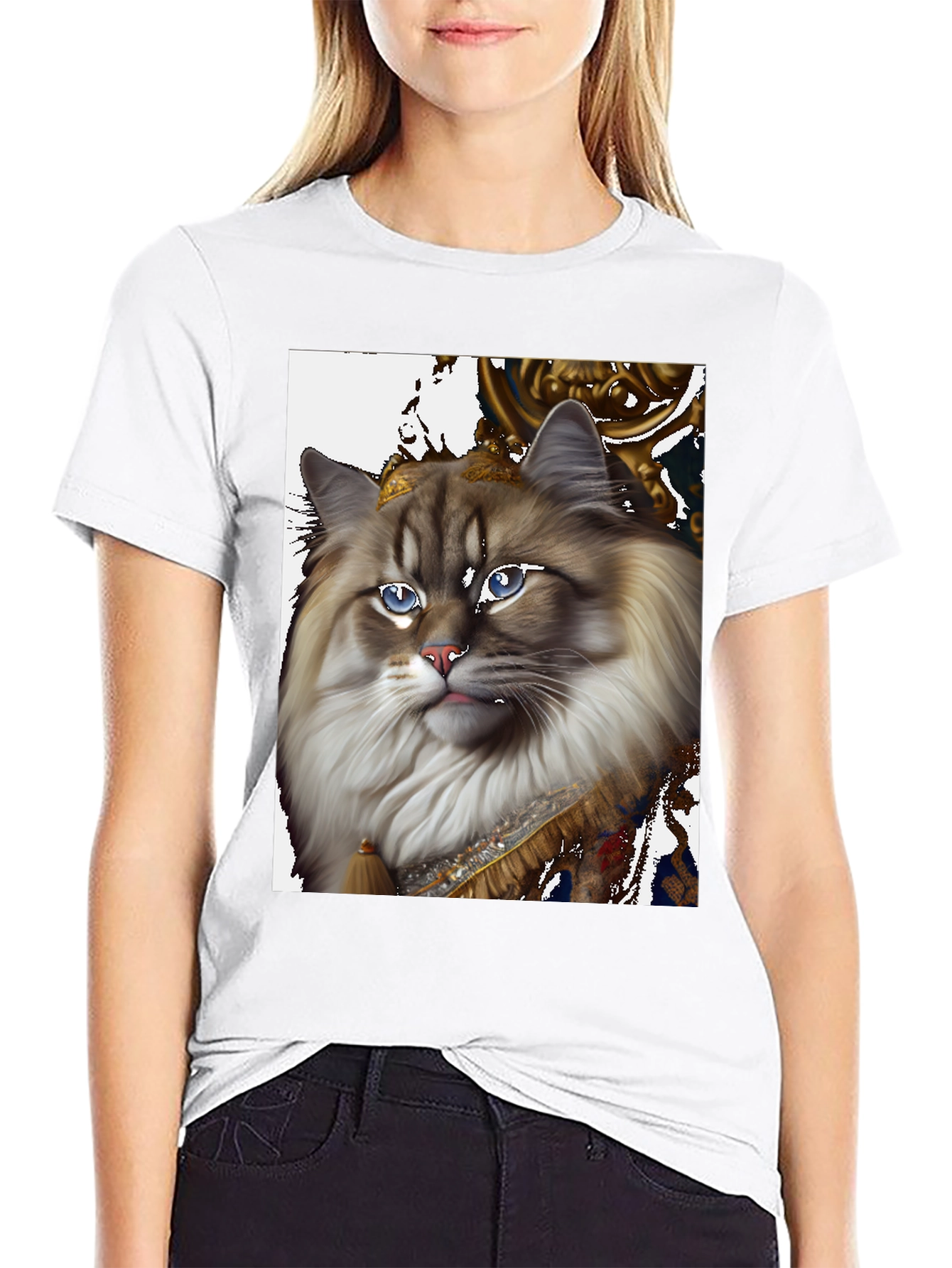 Regal Cat Portrait Graphic T-Shirt