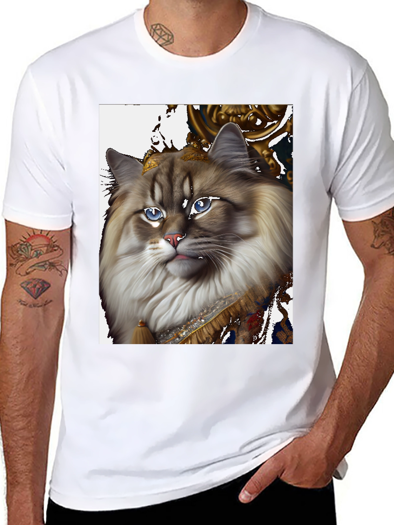 Regal Cat Portrait Graphic T-Shirt