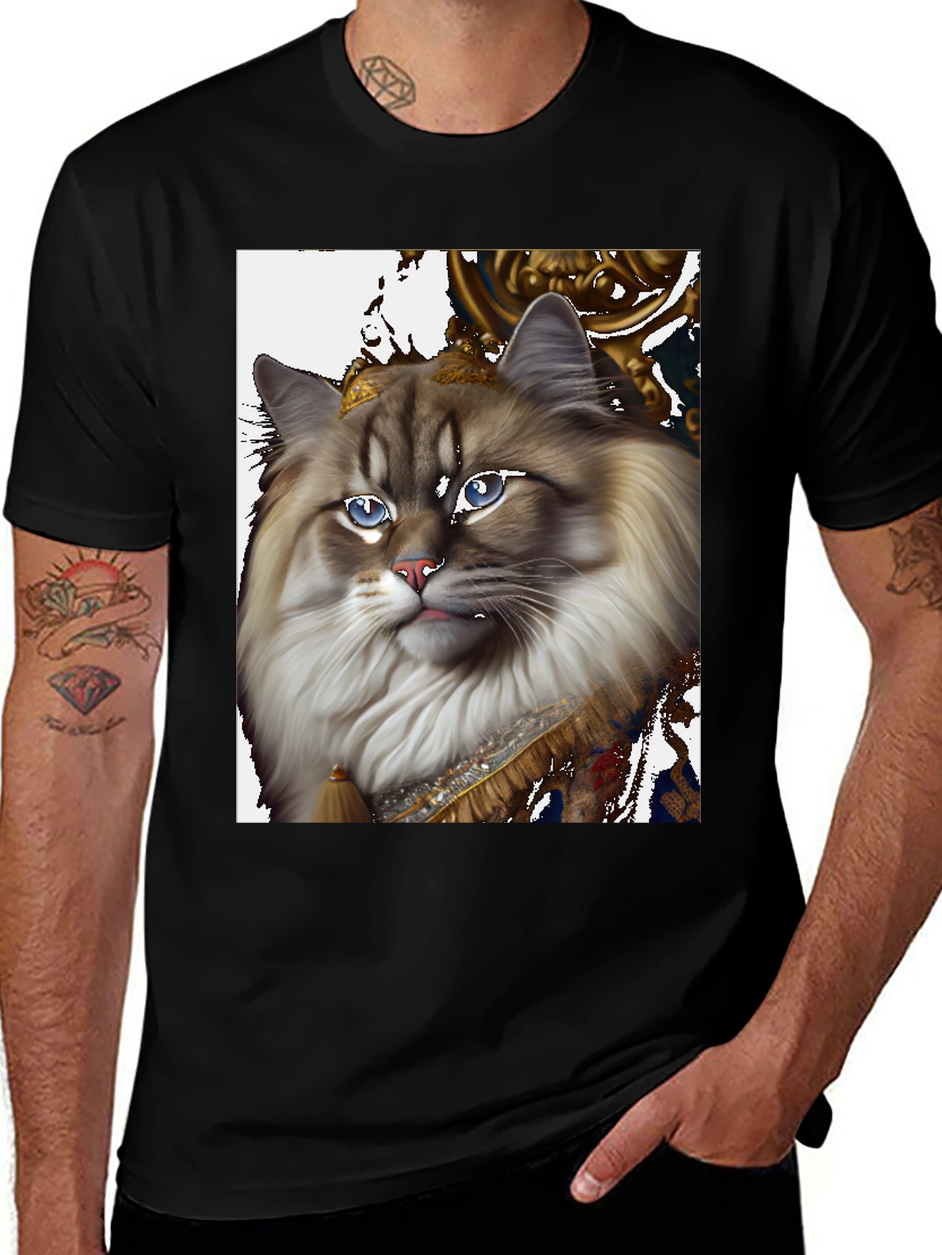 Regal Cat Portrait Graphic T-Shirt