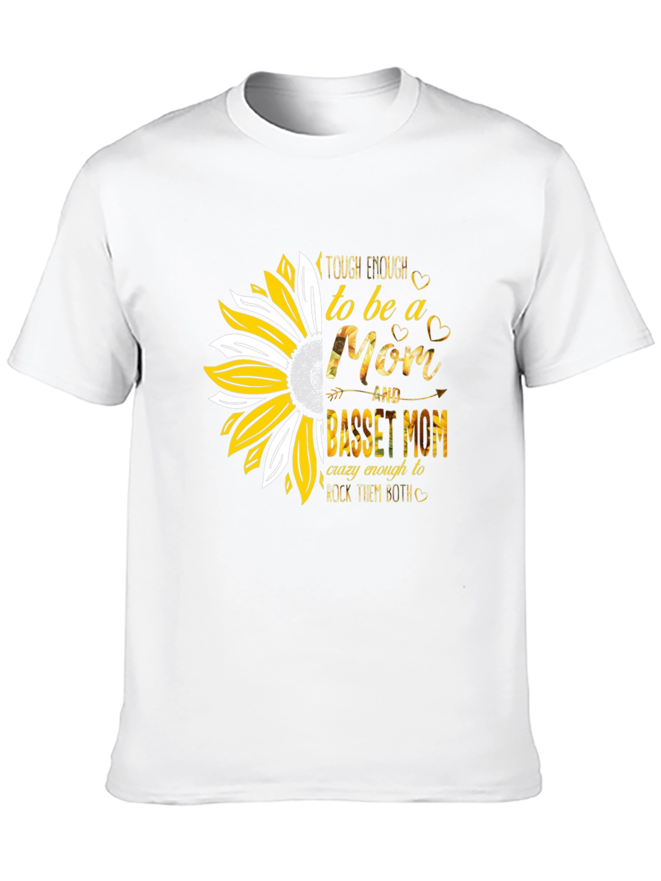 Basset Mom Graphic Tee - Sunflower Design