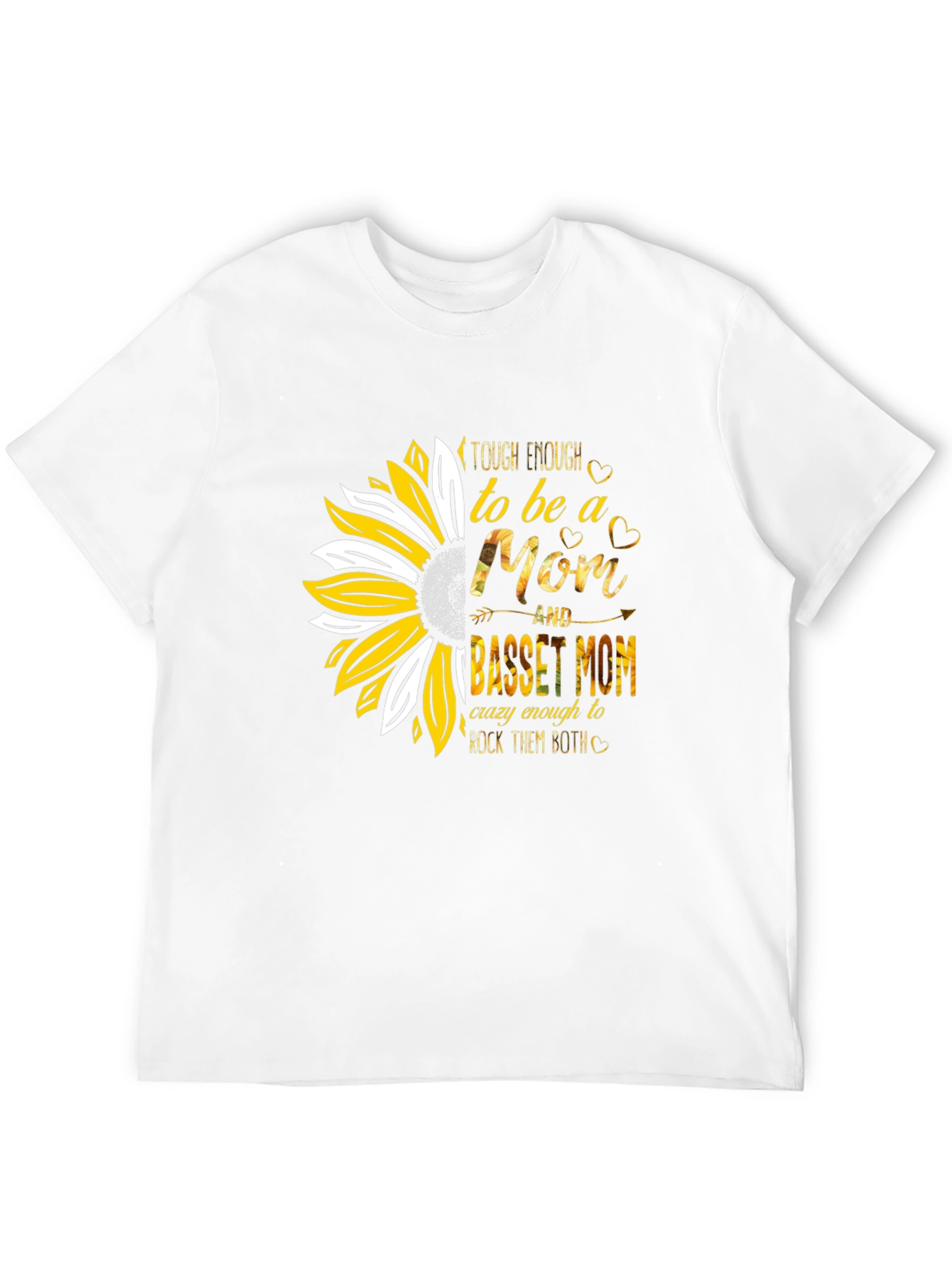 Basset Mom Graphic Tee - Sunflower Design