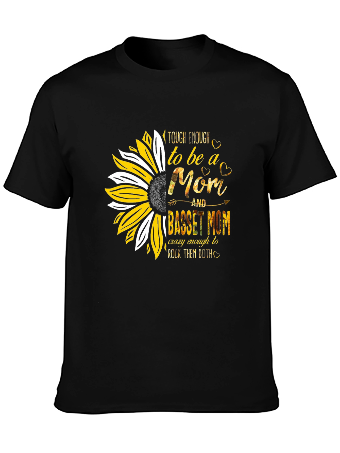 Basset Mom Graphic Tee - Sunflower Design