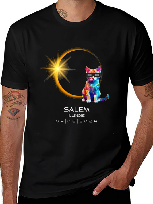 Salem Illinois Eclipse 2024 Cat T-Shirt