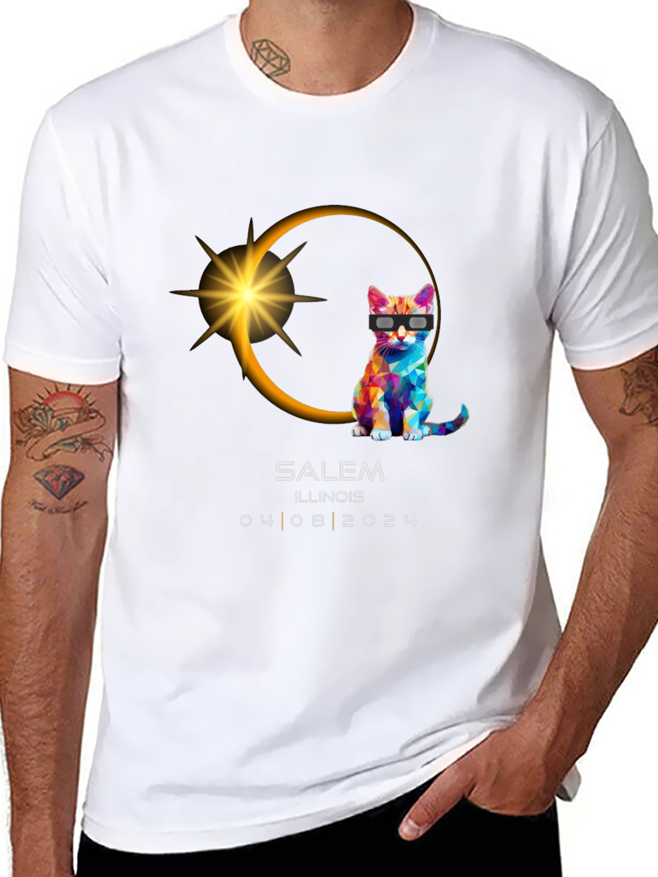 Salem Illinois Eclipse 2024 Cat T-Shirt