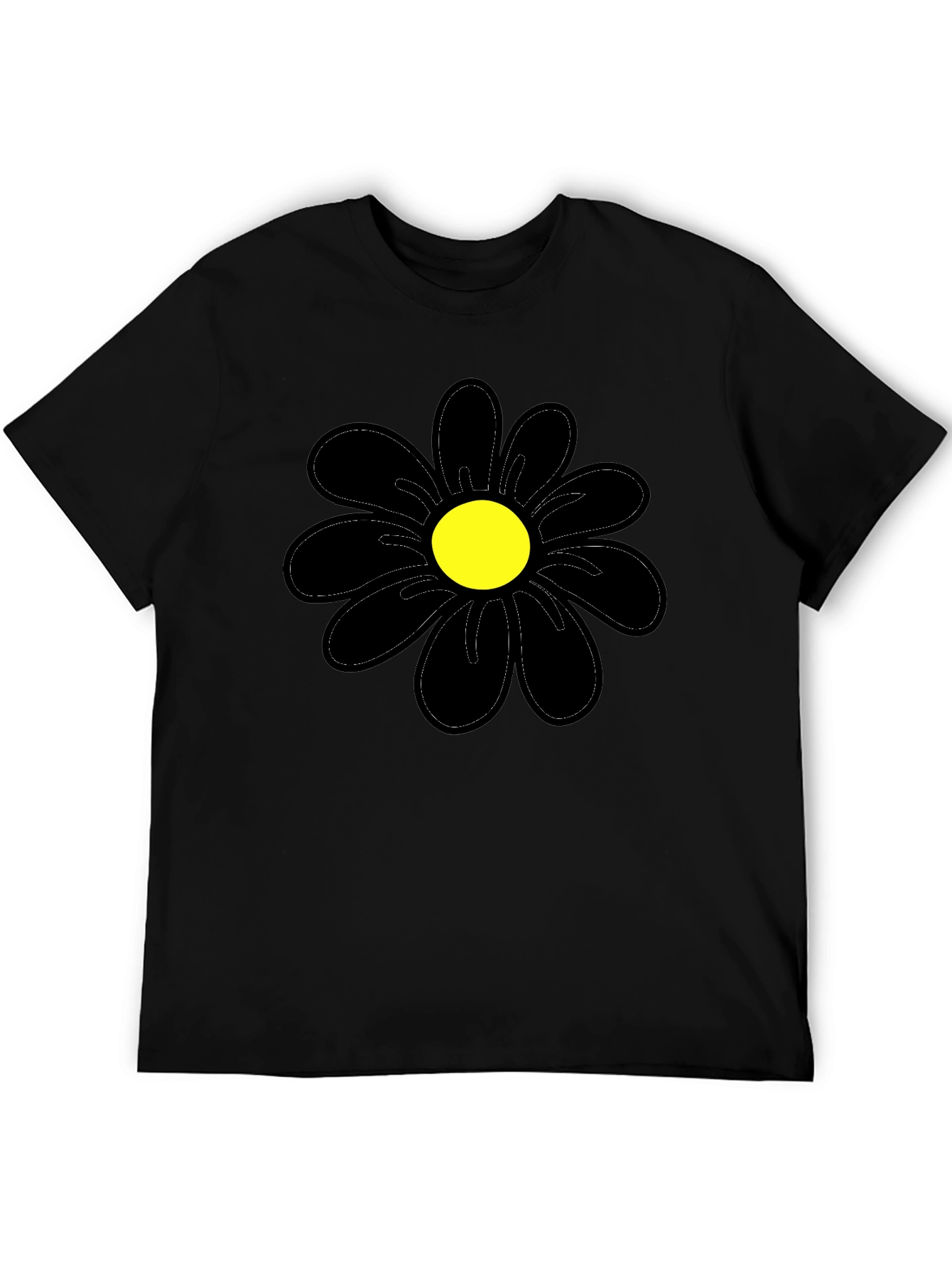 Black Daisy Graphic T-Shirt - Casual Cotton Tee