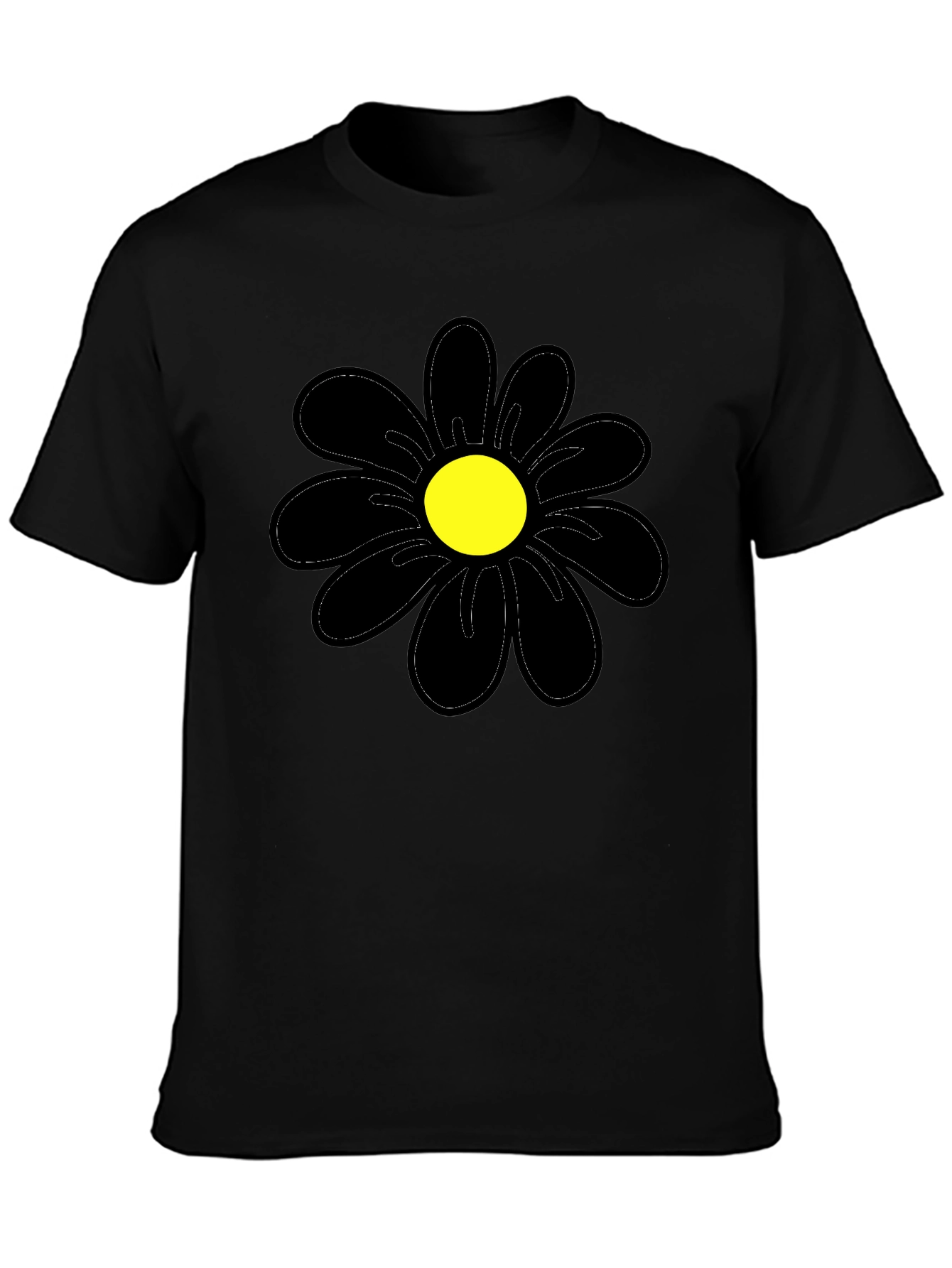 Black Daisy Graphic T-Shirt - Casual Cotton Tee