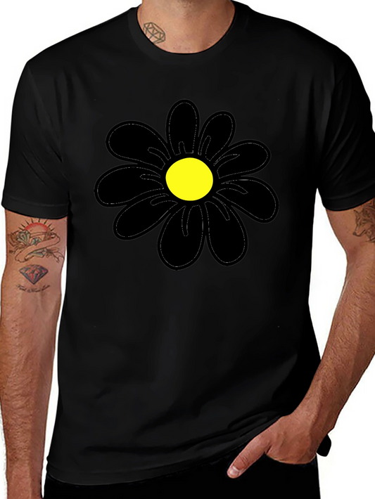 Black Daisy Graphic T-Shirt - Casual Cotton Tee