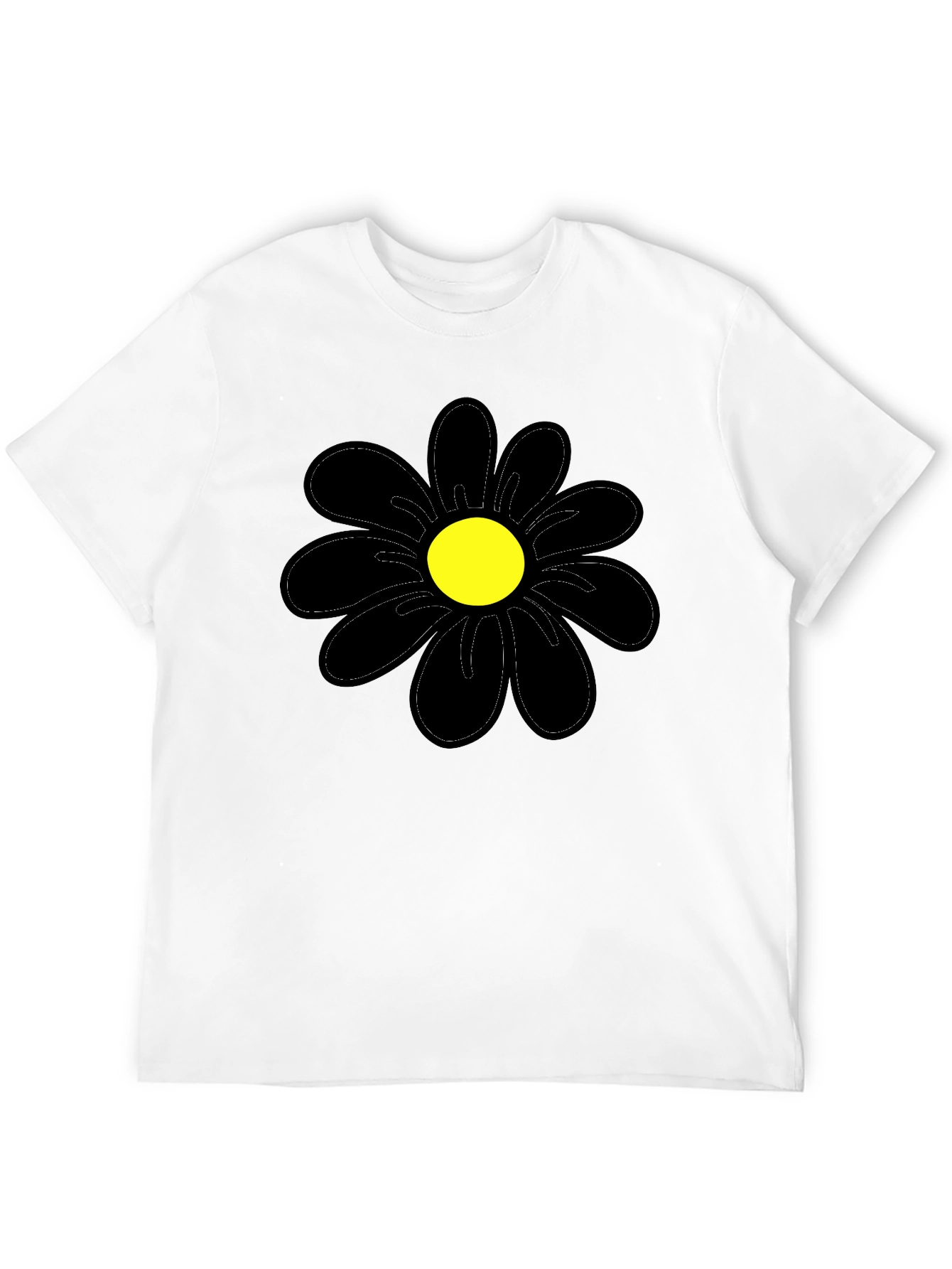 Black Daisy Graphic T-Shirt - Casual Cotton Tee