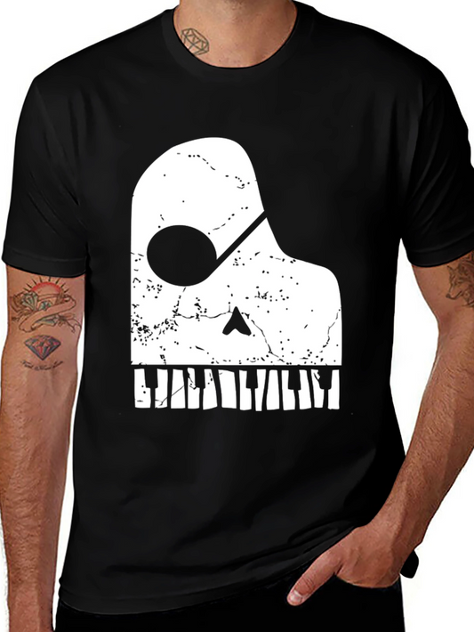 Piano Skull Graphic Tee - Music Lover T-Shirt