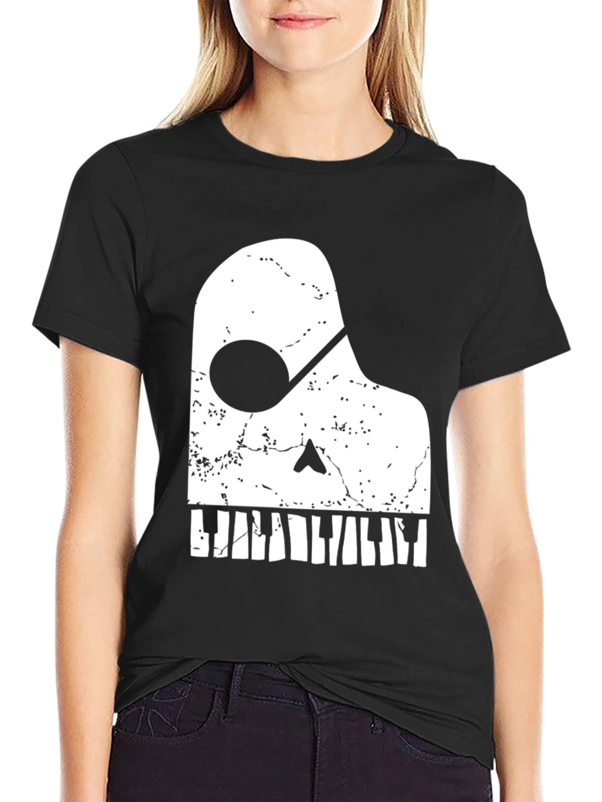 Piano Skull Graphic Tee - Music Lover T-Shirt