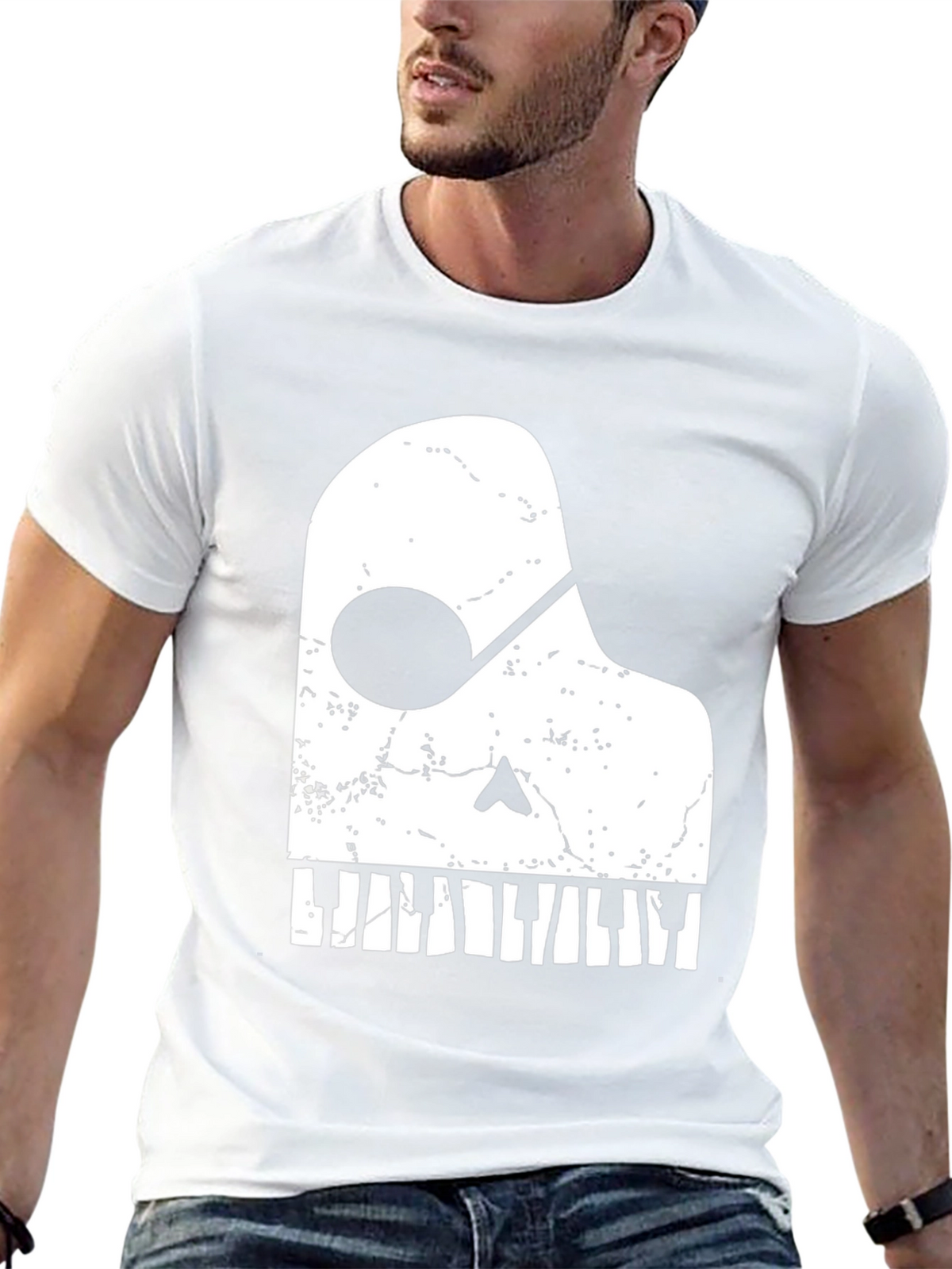 Piano Skull Graphic Tee - Music Lover T-Shirt