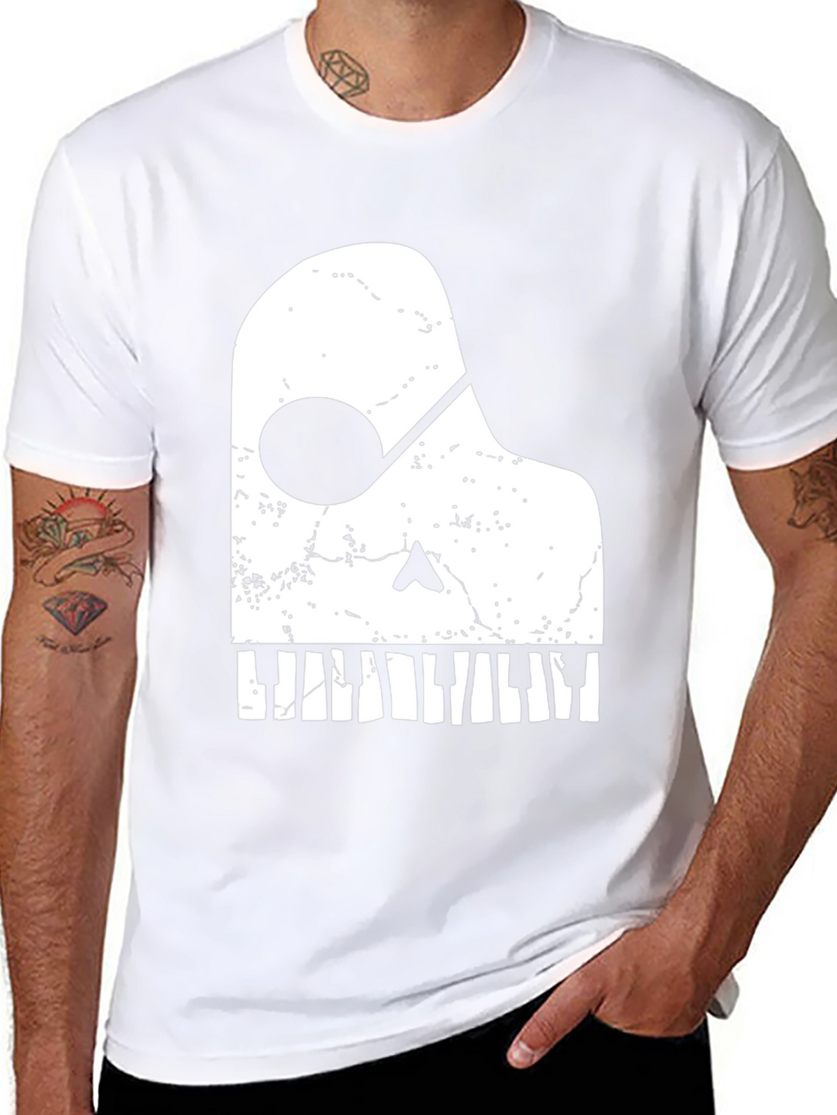 Piano Skull Graphic Tee - Music Lover T-Shirt
