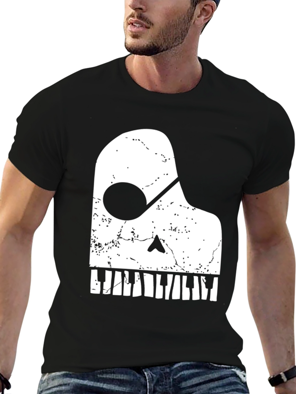 Piano Skull Graphic Tee - Music Lover T-Shirt