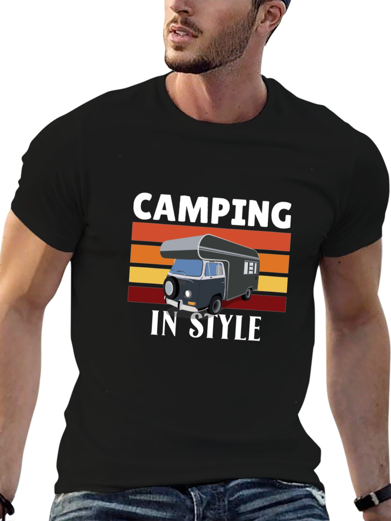 Camping In Style Graphic Tee - Camper Van T-Shirt