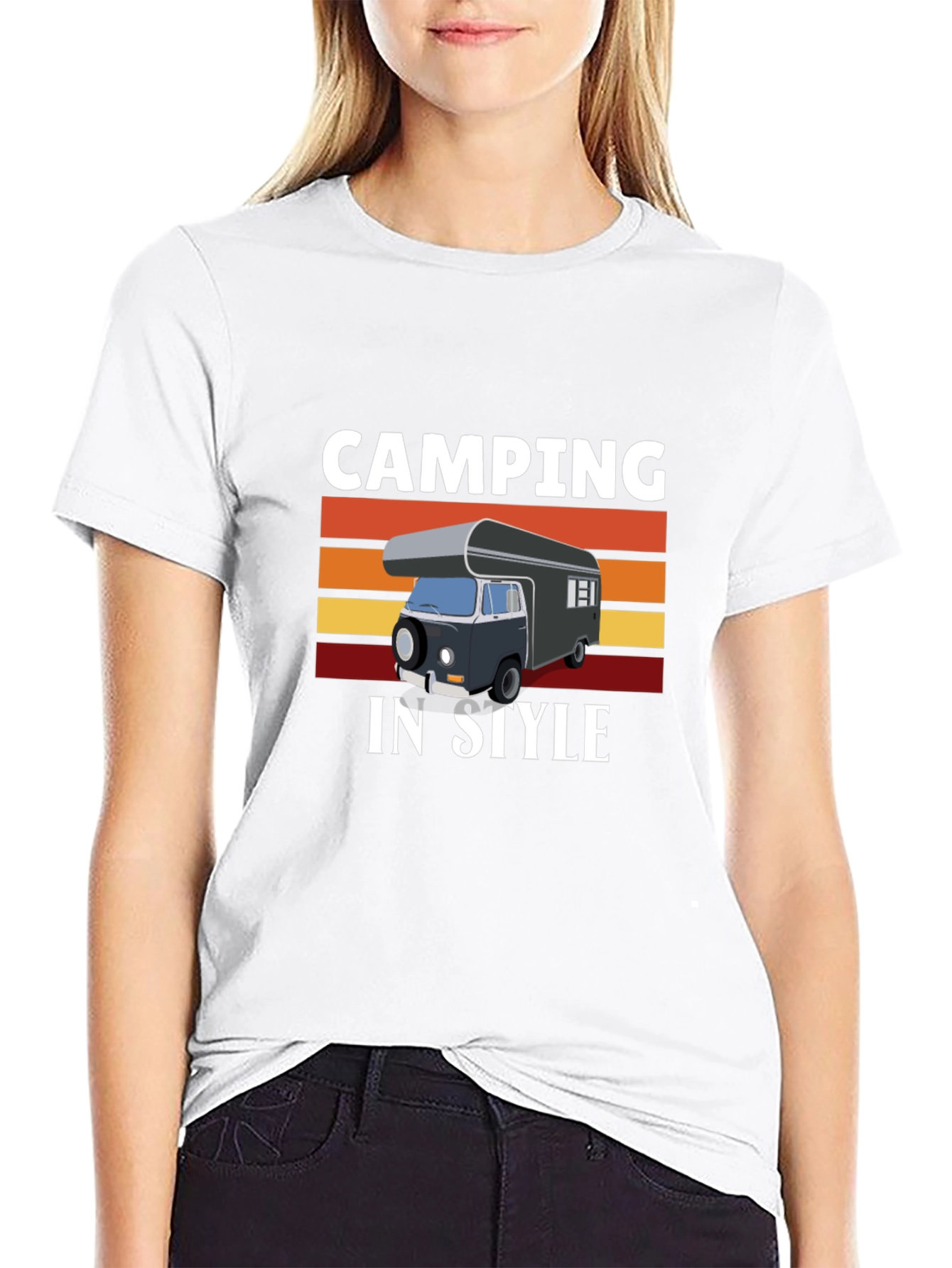 Camping In Style Graphic Tee - Camper Van T-Shirt
