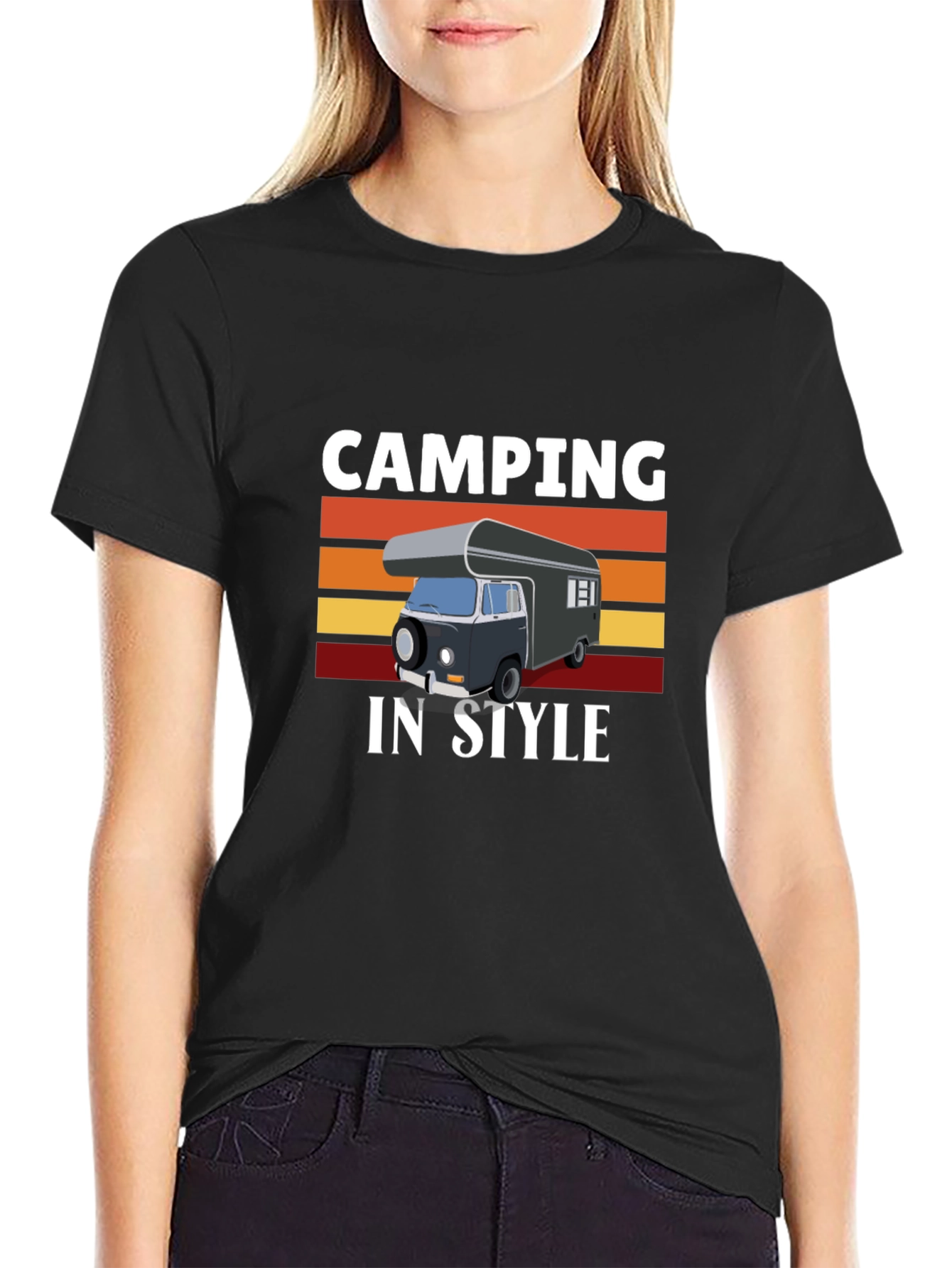 Camping In Style Graphic Tee - Camper Van T-Shirt