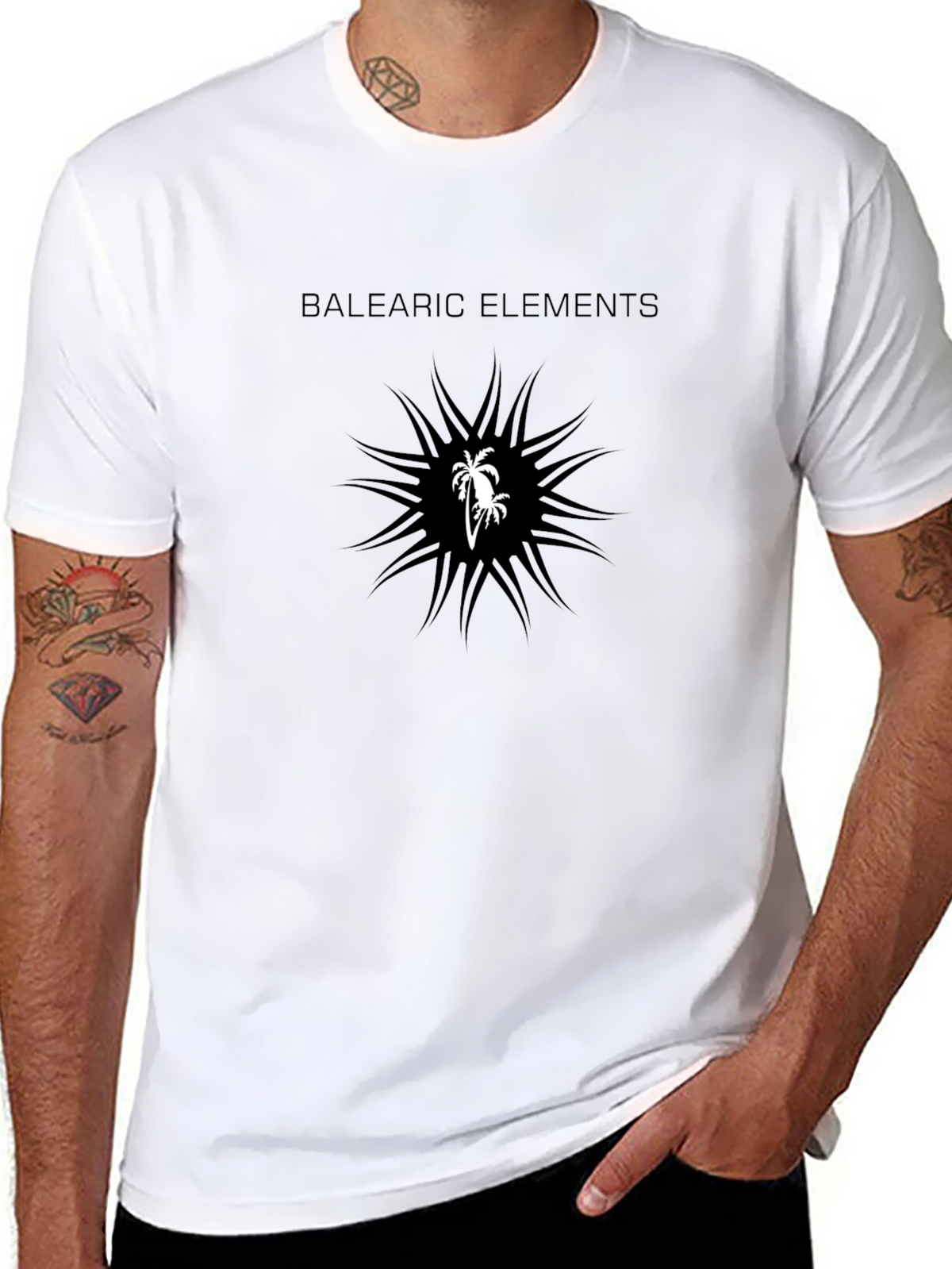 Balearic Elements Black Graphic T-Shirt