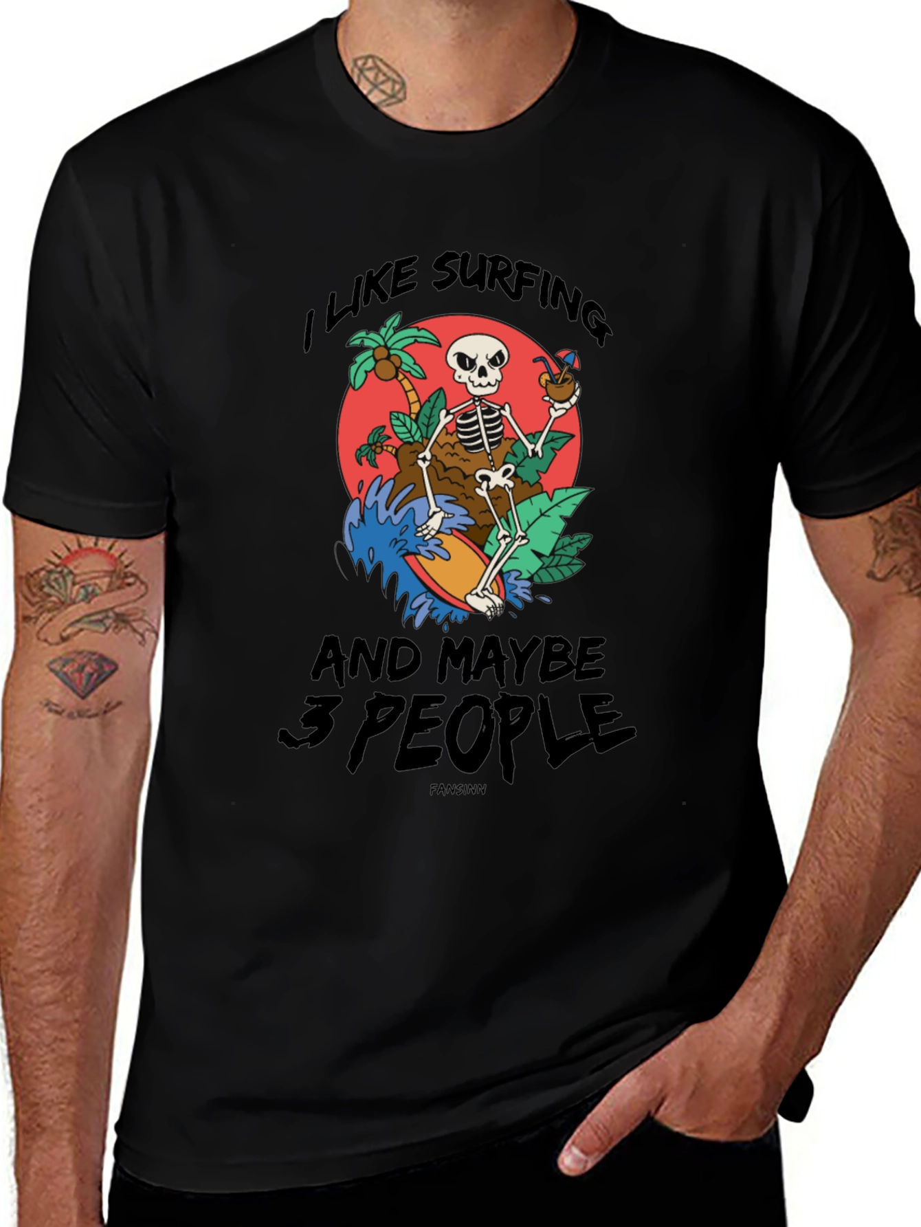 Surfing Skeleton Graphic Tee