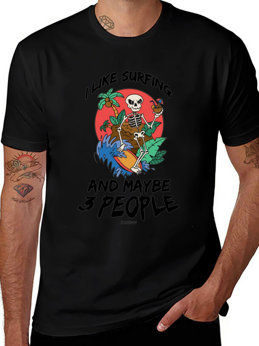 Surfing Skeleton Graphic Tee