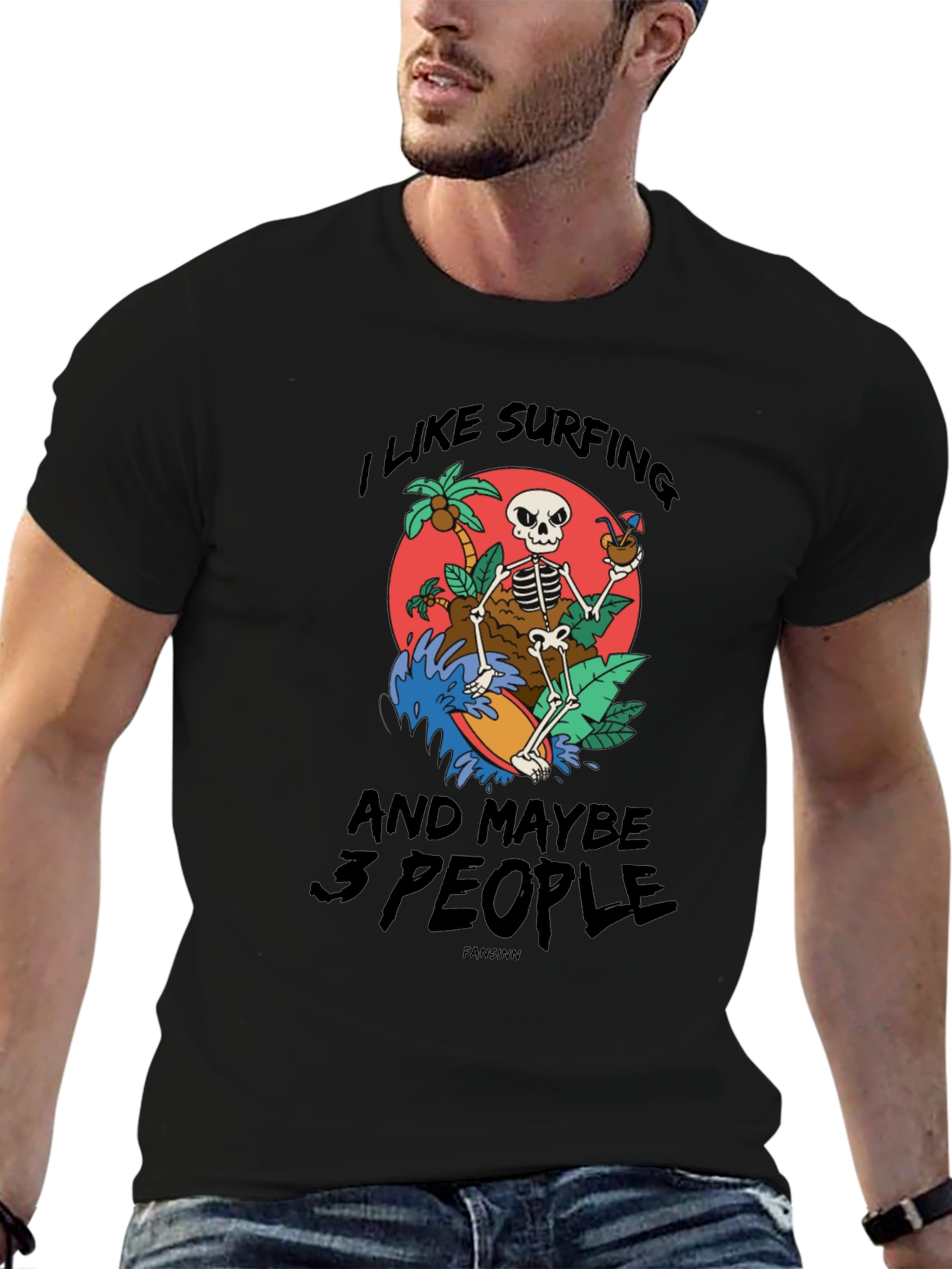 Surfing Skeleton Graphic Tee