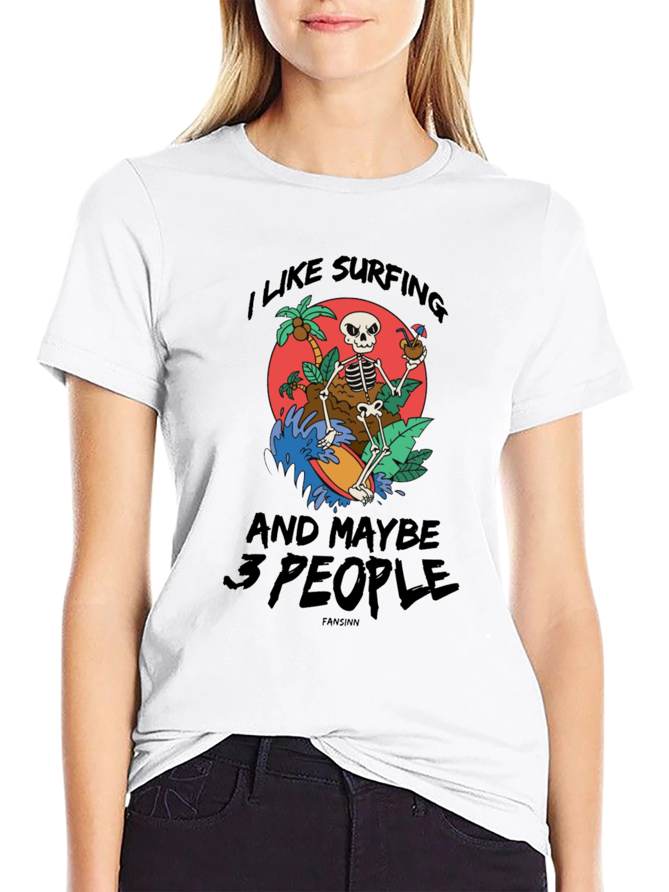 Surfing Skeleton Graphic Tee