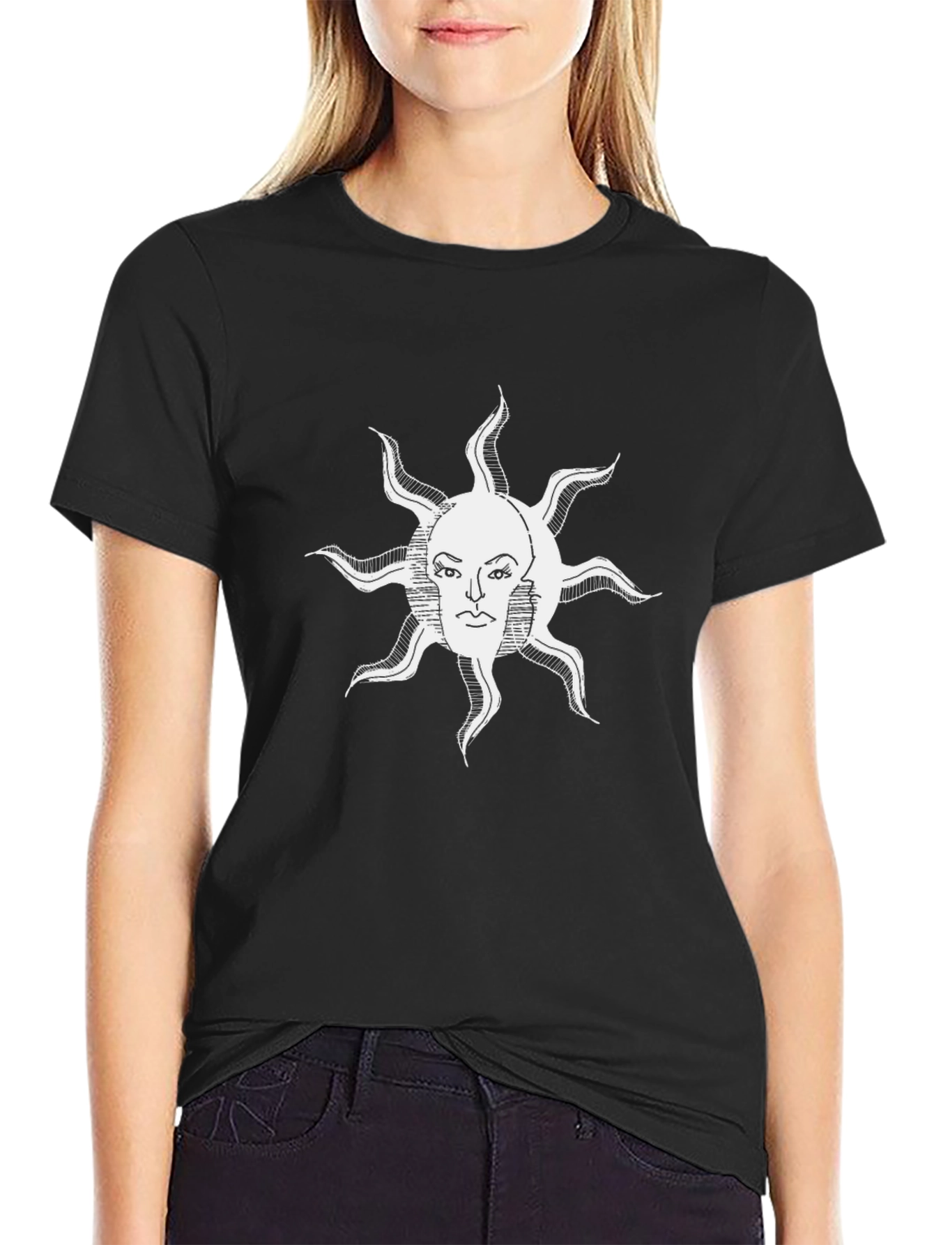 Unique Graphic T-Shirt - Sun with Face Design