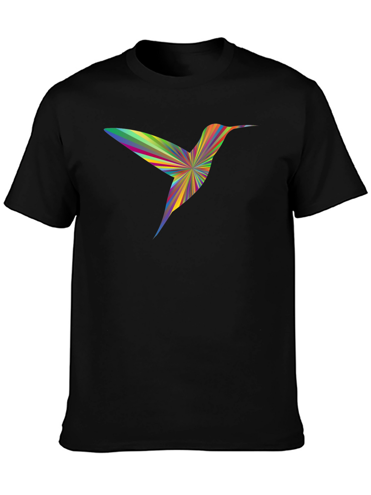 Rainbow Hummingbird Graphic Tee - Mens Black T-Shirt