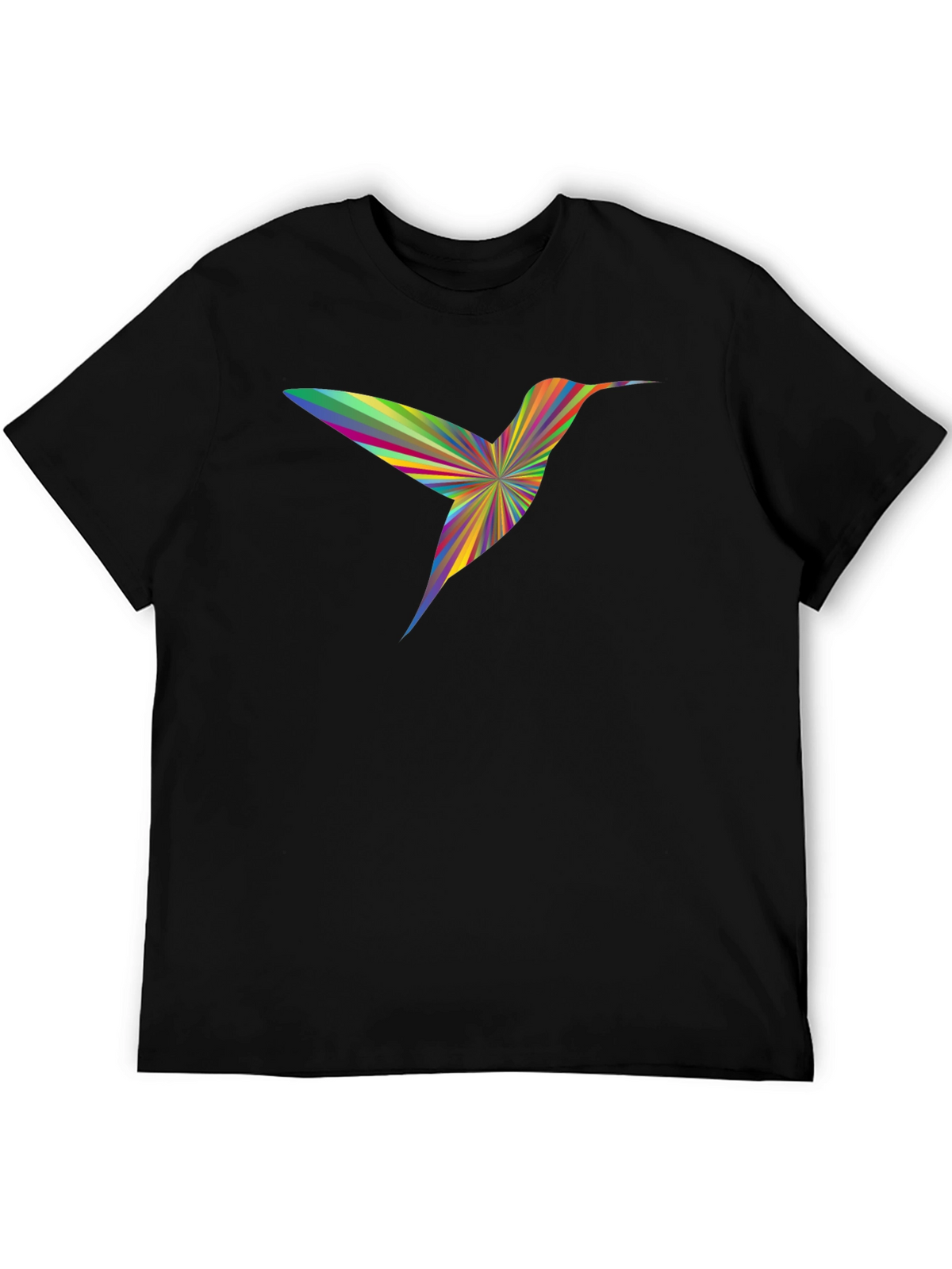 Rainbow Hummingbird Graphic Tee - Mens Black T-Shirt